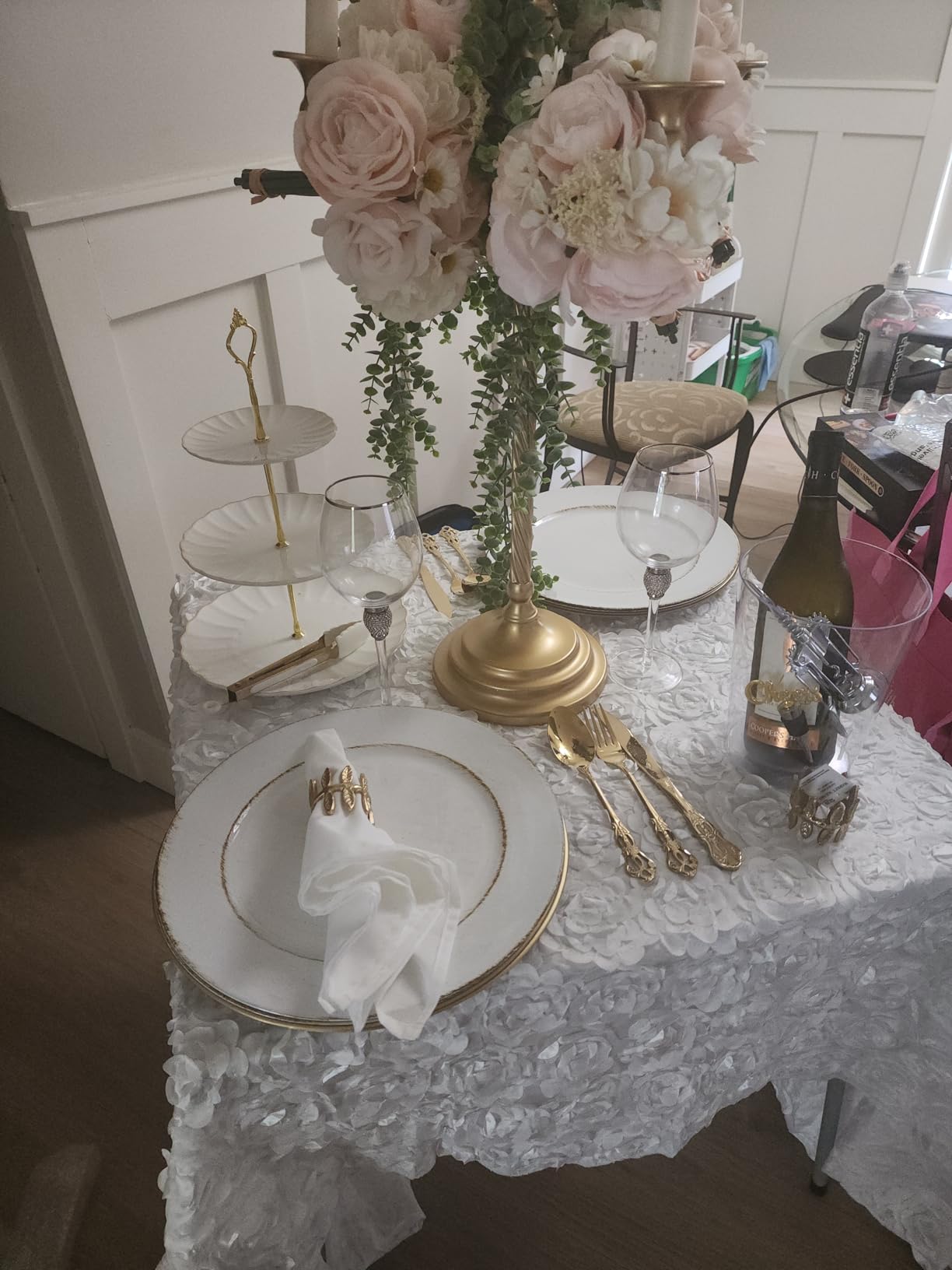 Sweejar 3 Tier Ceramic Cake Stand Wedding, Dessert Cupcake Stand for Tea Party Serving Platter (White) customer photo 2
