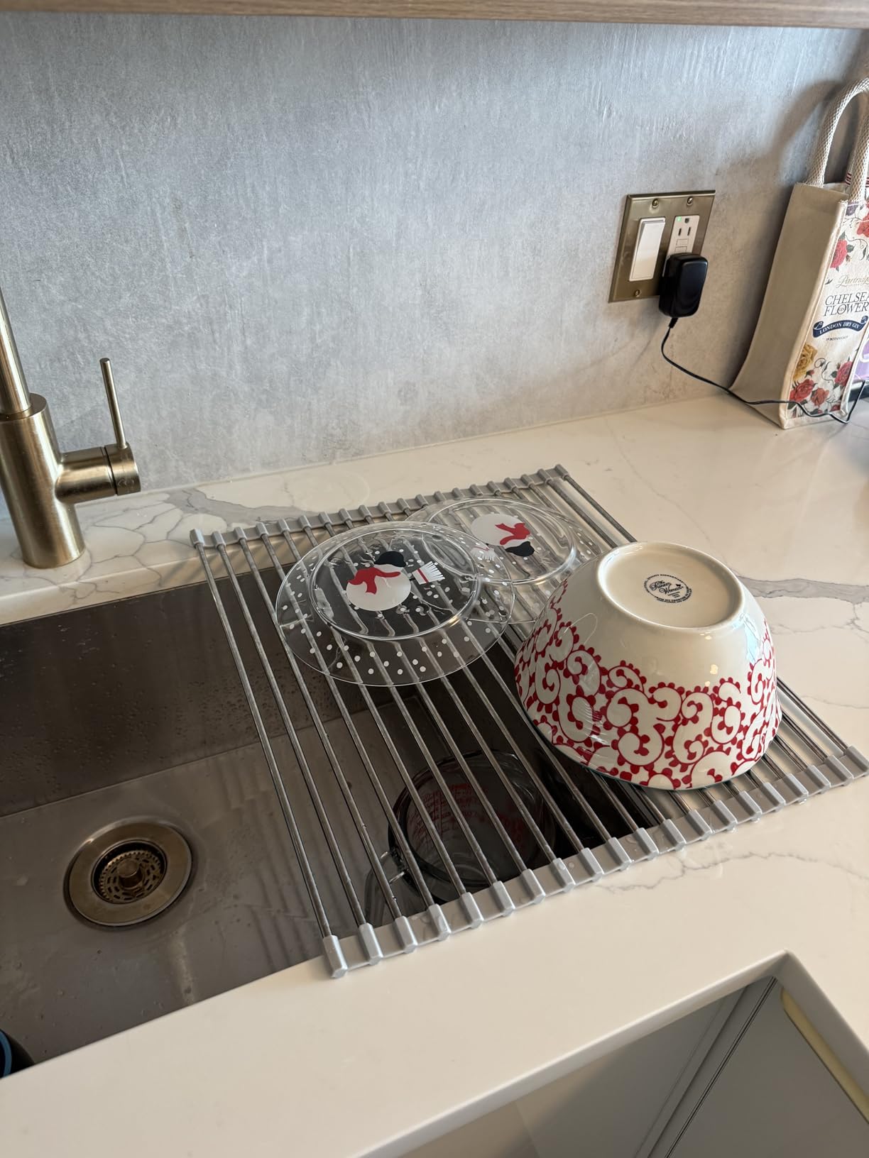 Tomorotec Roll Up Dish Drying Rack Over Sink, 304 Steel, 17.7x15.5, Grey customer photo 1
