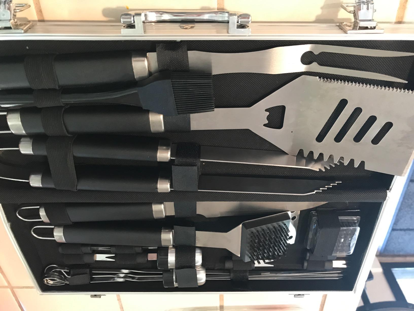 POLIGO 22PCS Heavy Duty BBQ Grill Accessories Set, Non-Slip Grill Tools for Outdoor Grill Set Stainless Steel Grill Utensils Set, Deluxe Grilling Tools Set in Aluminum Case Ideal Gifts for Men Black customer photo 2