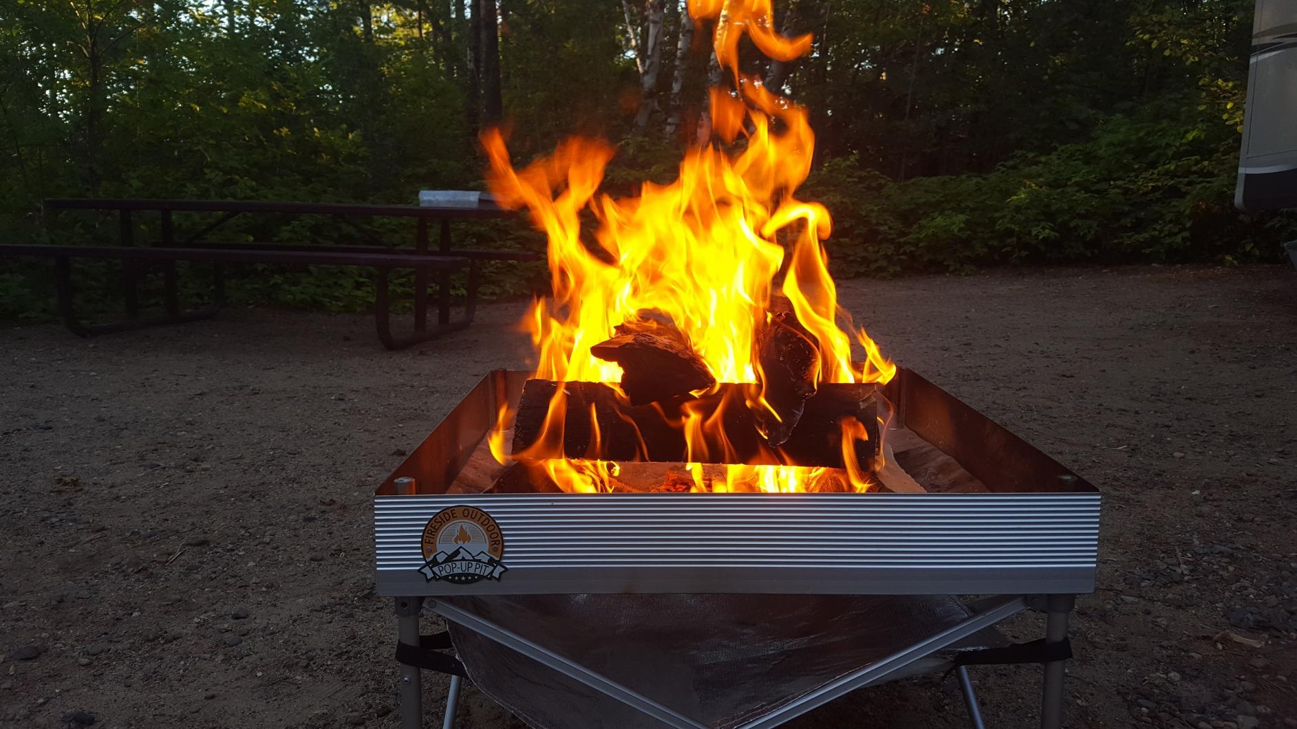 Fireside Outdoor Portable Fire Pit for Camping, Portable Fire Pit Grill for Backyard, Outdoor Firepit with Heat Protect, Camping Firepits, Standing Bonfire Outside for Backyard, 8 lb Weights - 24 inch customer photo 1