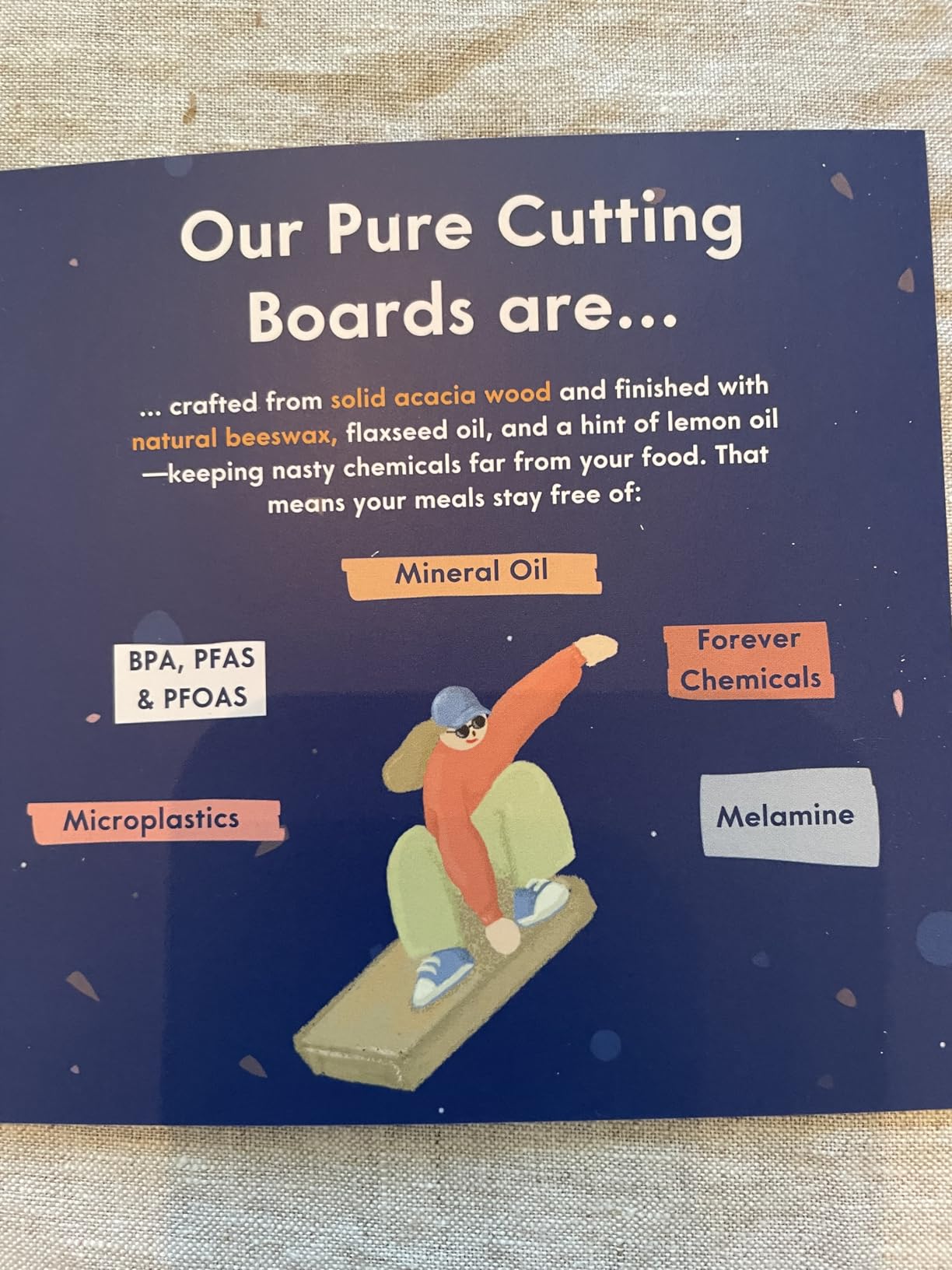 Non-Toxic Acacia Wood Cutting Board, Mineral Oil & Plastic Free, 16x11 in customer photo 1