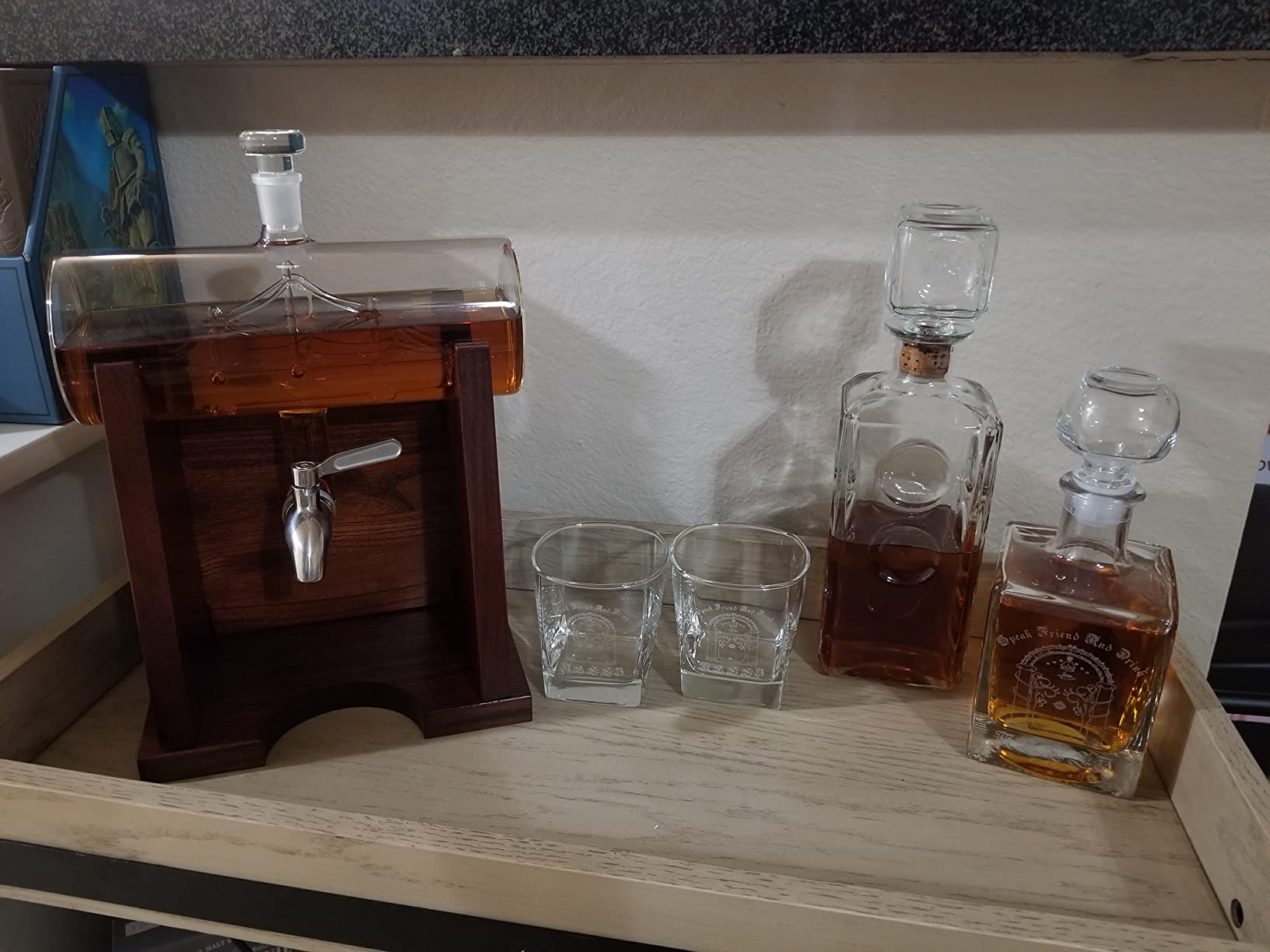 Jillmo Ship Whiskey Decanter Set for Men, 1250ml, 2 Glasses & Wooden Stand customer photo 1