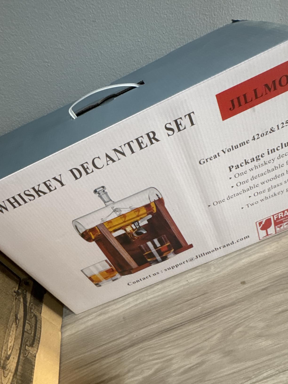 Jillmo Ship Whiskey Decanter Set for Men, 1250ml, 2 Glasses & Wooden Stand customer photo 2