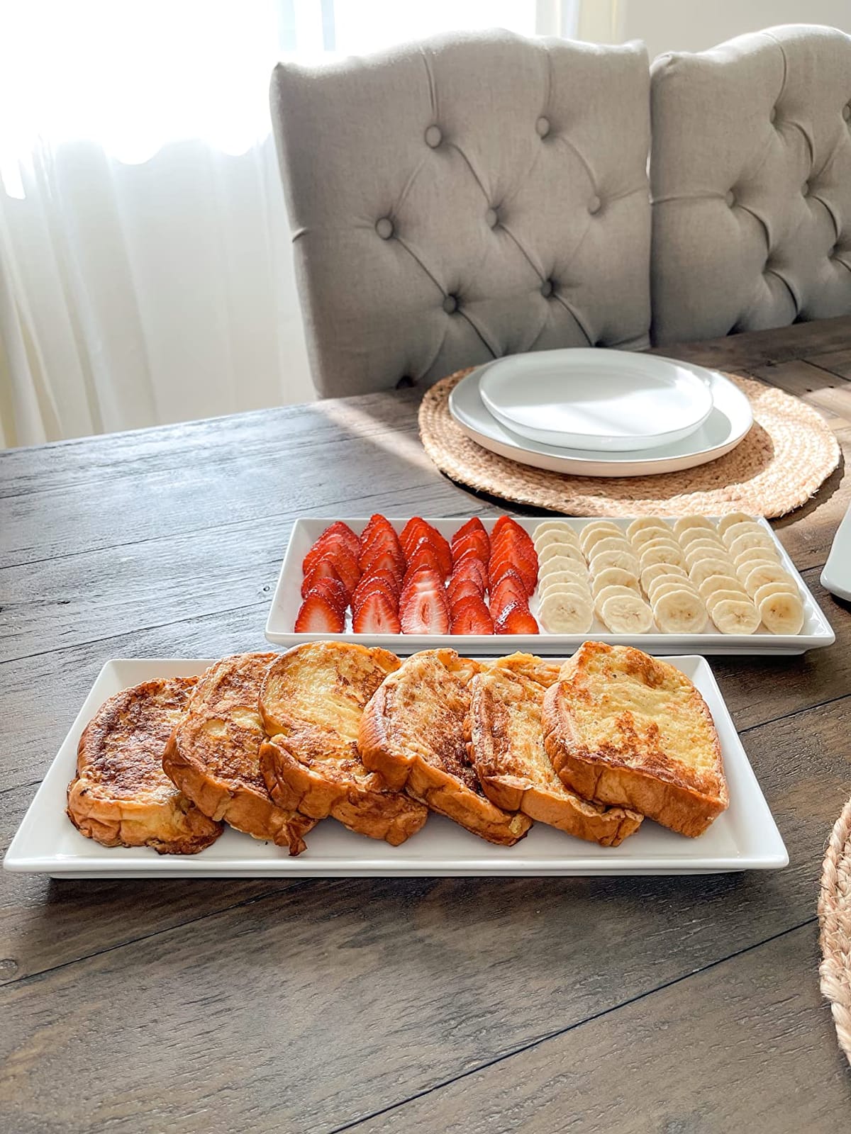Sweese Serving Platter, 15.5/13.8/11.7 Inch Rectangle Porcelain Serving Trays, Serving Dishes for Entertaining, White Platters for Serving Food Party, Turkey Platter for Thanksgiving, Set of 3 customer photo 1