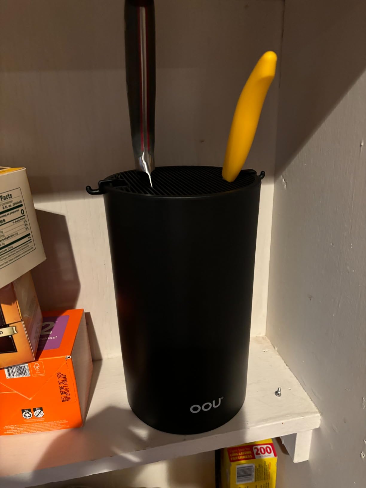 OOU Universal Knife Block Holder Without Knives, Round Kitchen Knife Holder, Detachable Knife Storage for Easy Cleaning-Black customer photo 1
