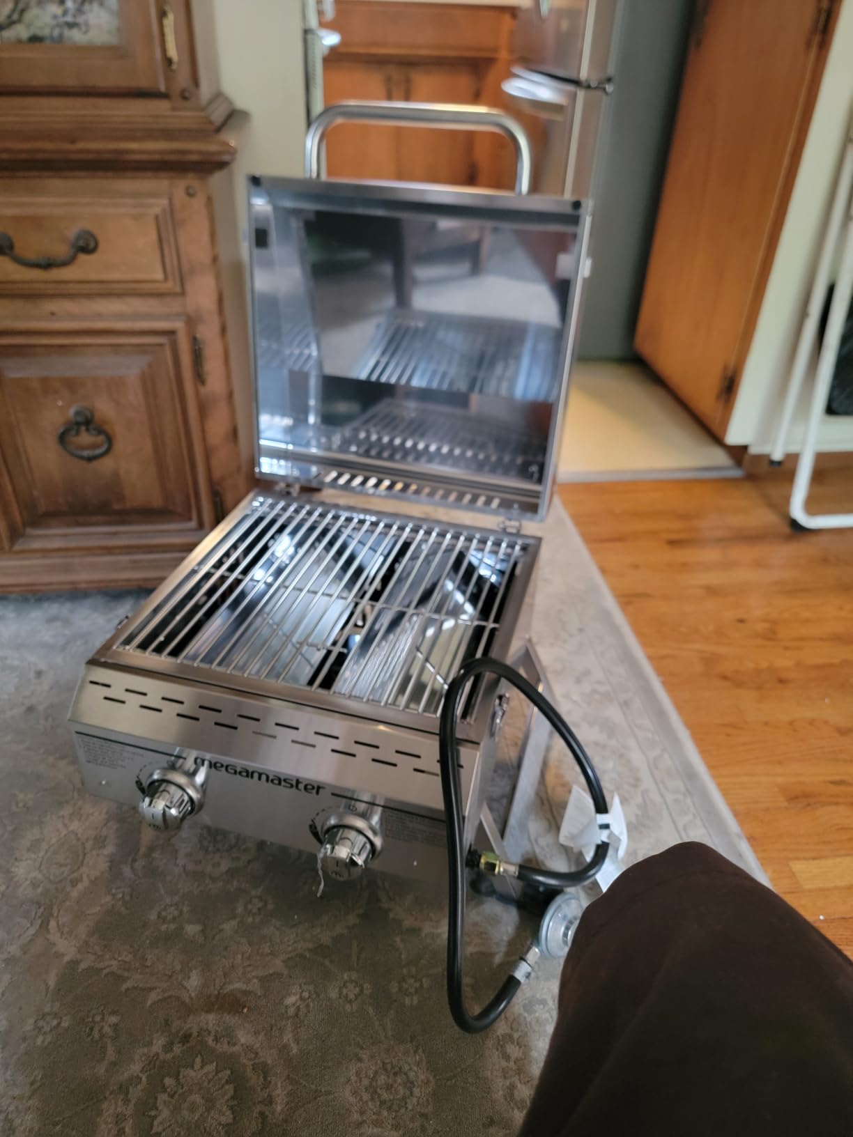 Megamaster Tabletop 2 Burner Gas Grill, Stainless Steel with Foldable Legs, 16000 BTU customer photo 2