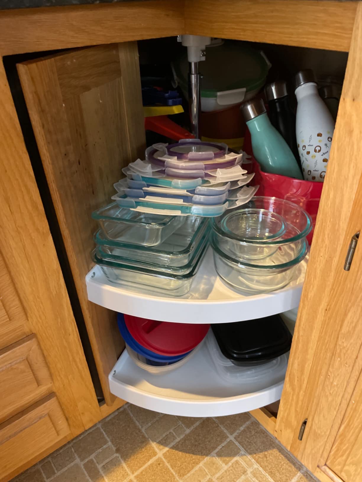 Rev-A-Shelf 2 Tier Pie-Cut Plastic Lazy Susan for Corner Base Cabinets, 28