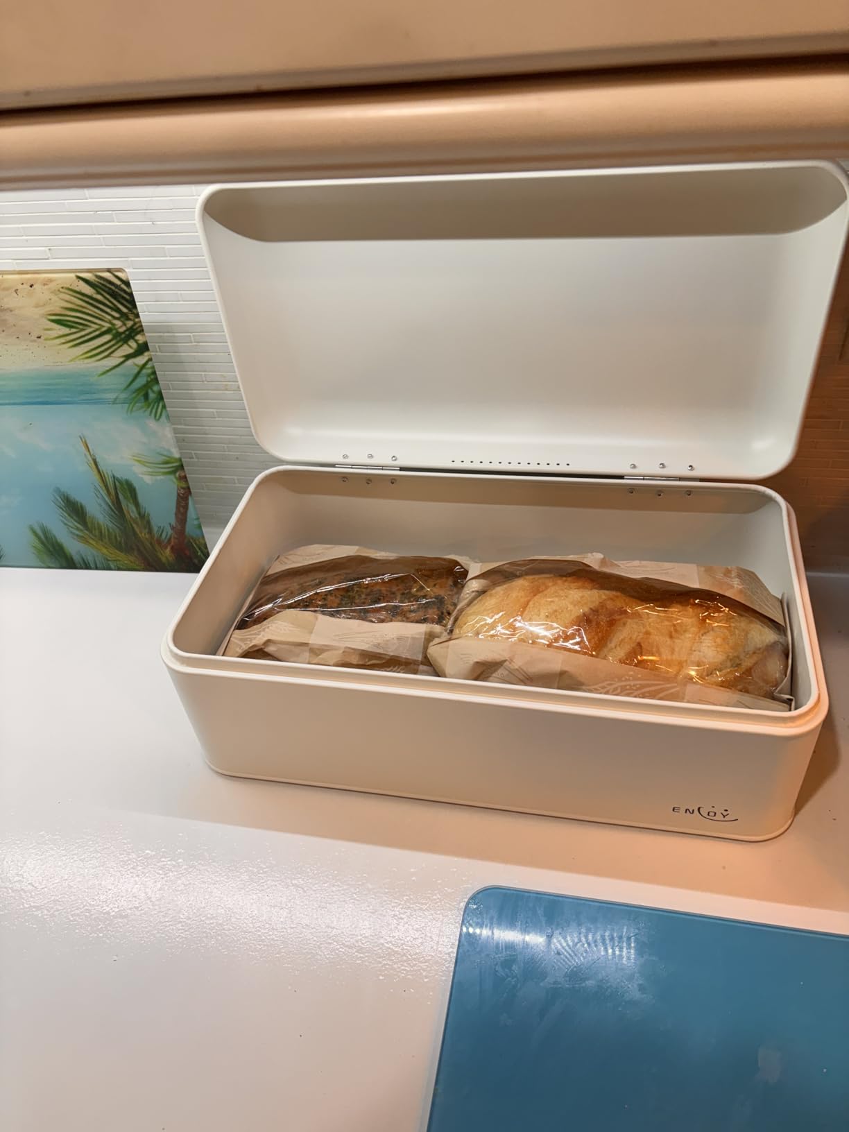 ENLOY Bread Box for Kitchen Counter, Stainless Steel Roll Top Bread Bin customer photo 2