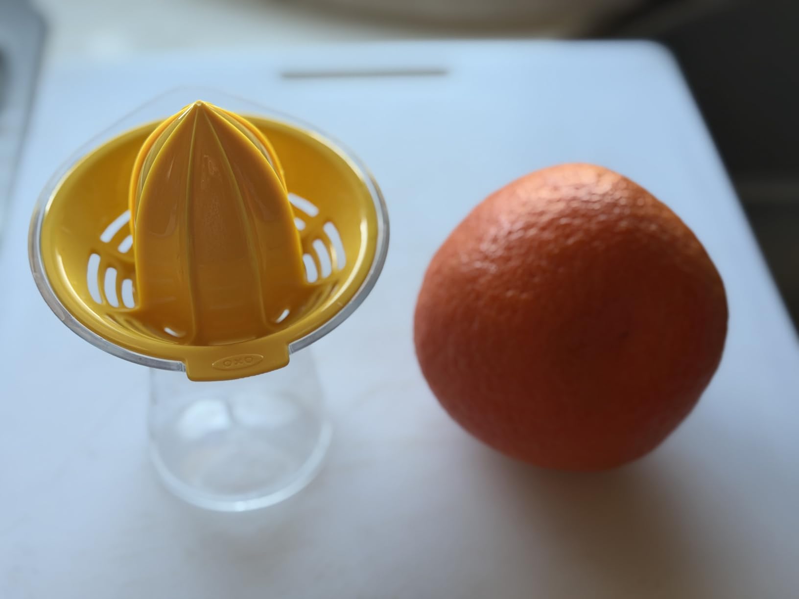 OXO Good Grips 2-in-1 Citrus Juicer - Orange & Yellow | 1.5 Cup Capcity, Juice Small & Large Fruits, Built-In Strainer, Ideal for Lemons, Limes and Oranges, Dishwasher Safe customer photo 2