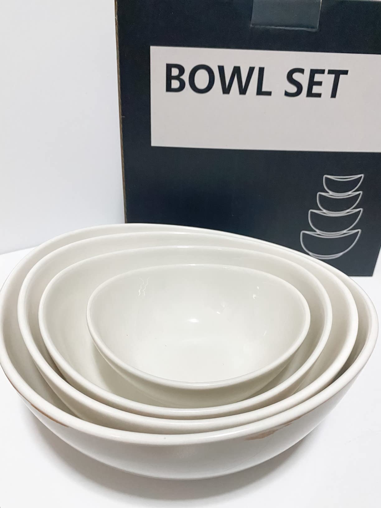 Sweese Porcelain Serving Bowls Set, 10-42 oz, Versatile for Salad, Soup, Snacks, Microwave Dishwasher Safe, White customer photo 2