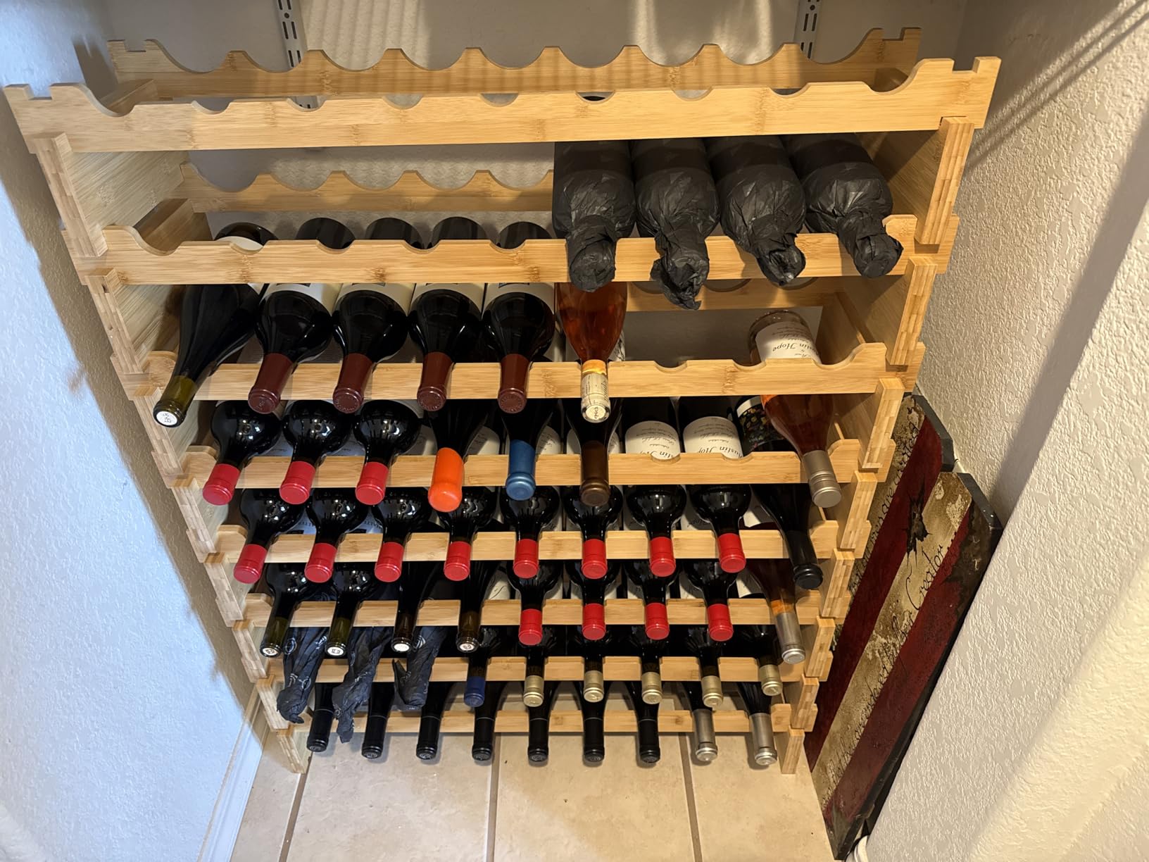 DECOMIL - 72 Bottle Stackable Modular Wine Rack Wine Storage Rack Solid Bamboo Wine Holder Display Shelves, Wobble-Free (Eight-Tier, 72 Bottle Capacity) customer photo 1