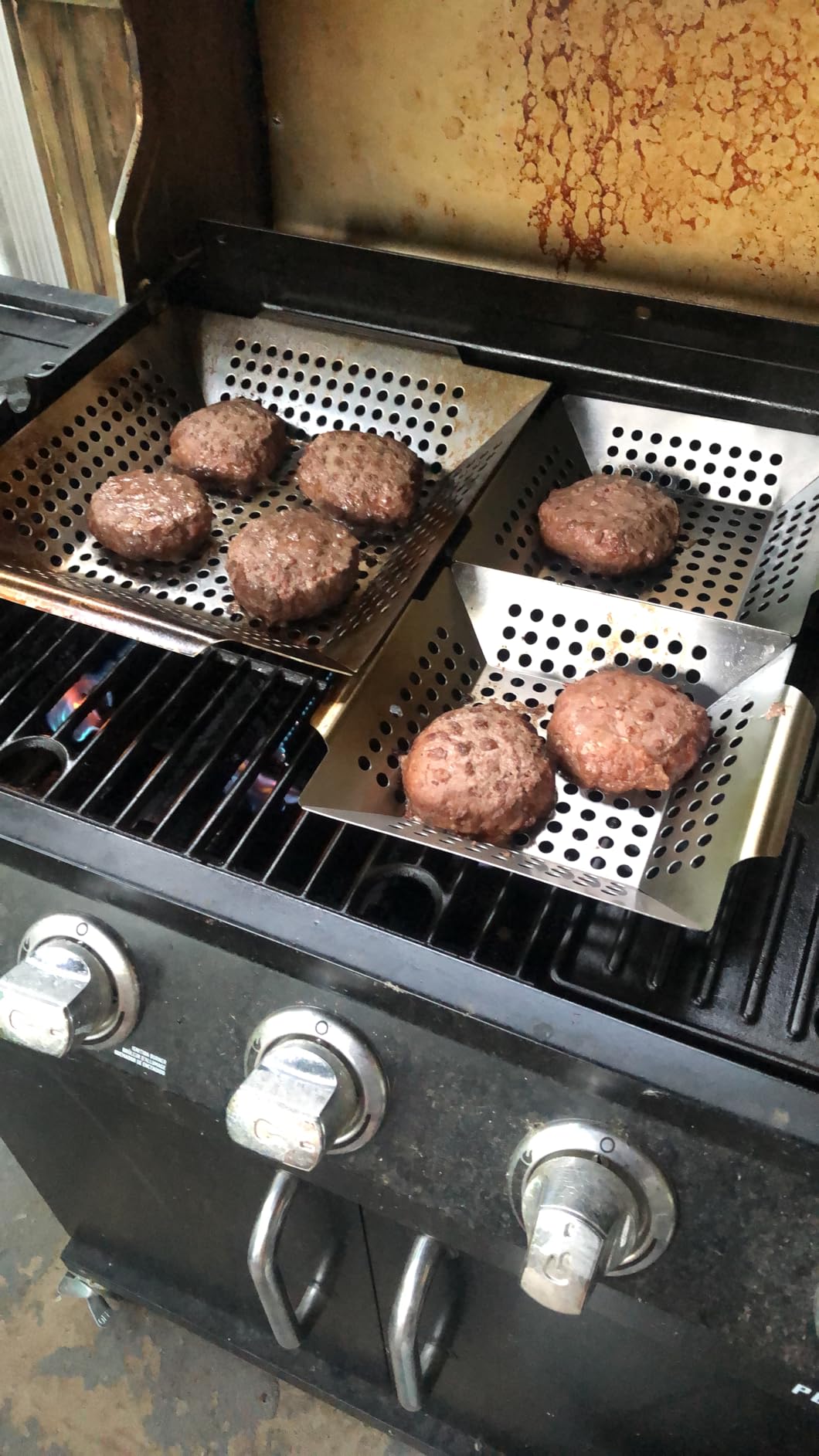 3 Pack Grill Baskets for Outdoor Grill, Heavy Duty Stainless Veggie Pan Set customer photo 2
