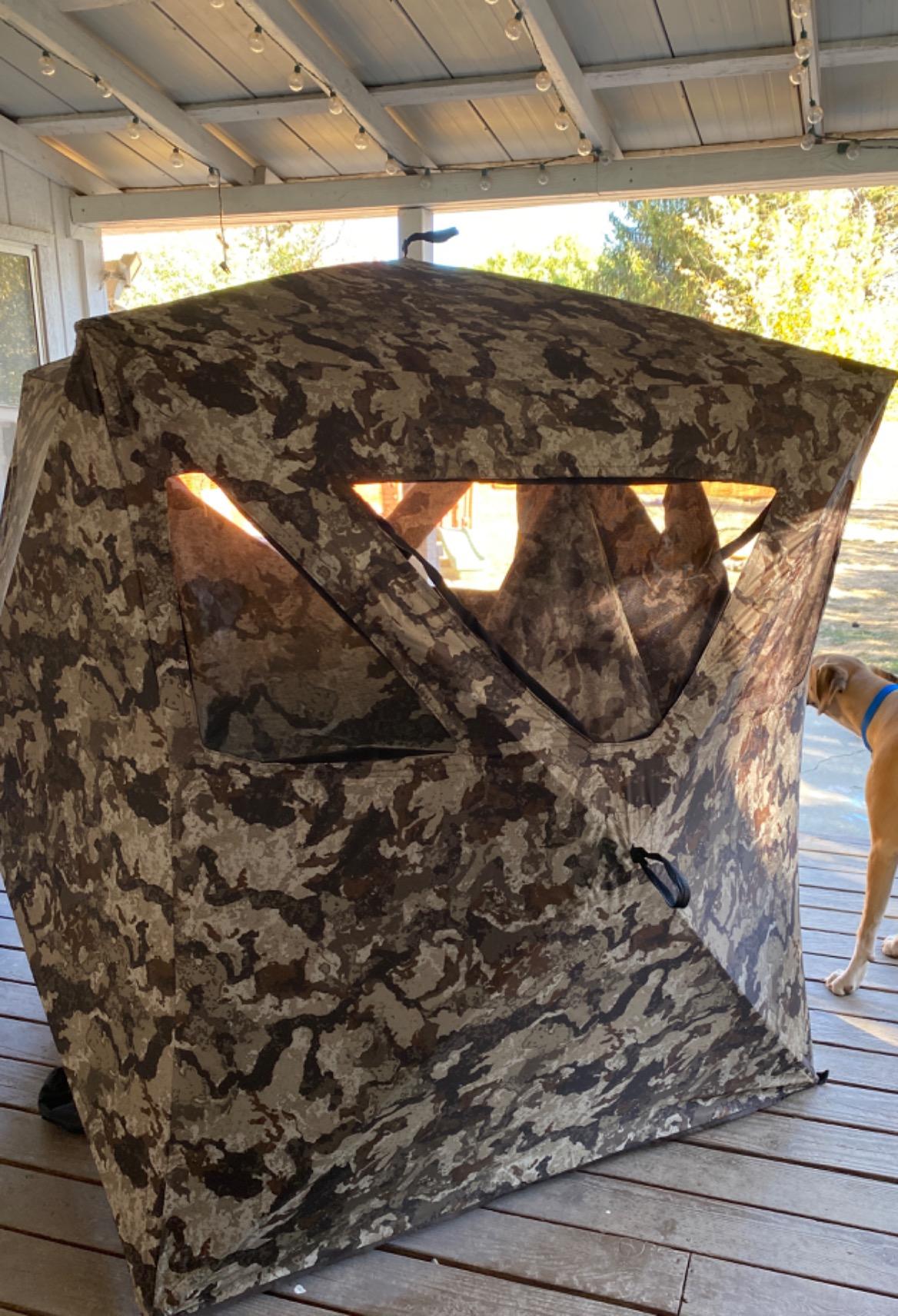 Muddy Infinity Camo Shadow Mesh Windows Black Backed Water Resistant Heavy-Duty 600 Denier Fabric Ground Blind, 3-Person customer photo 1