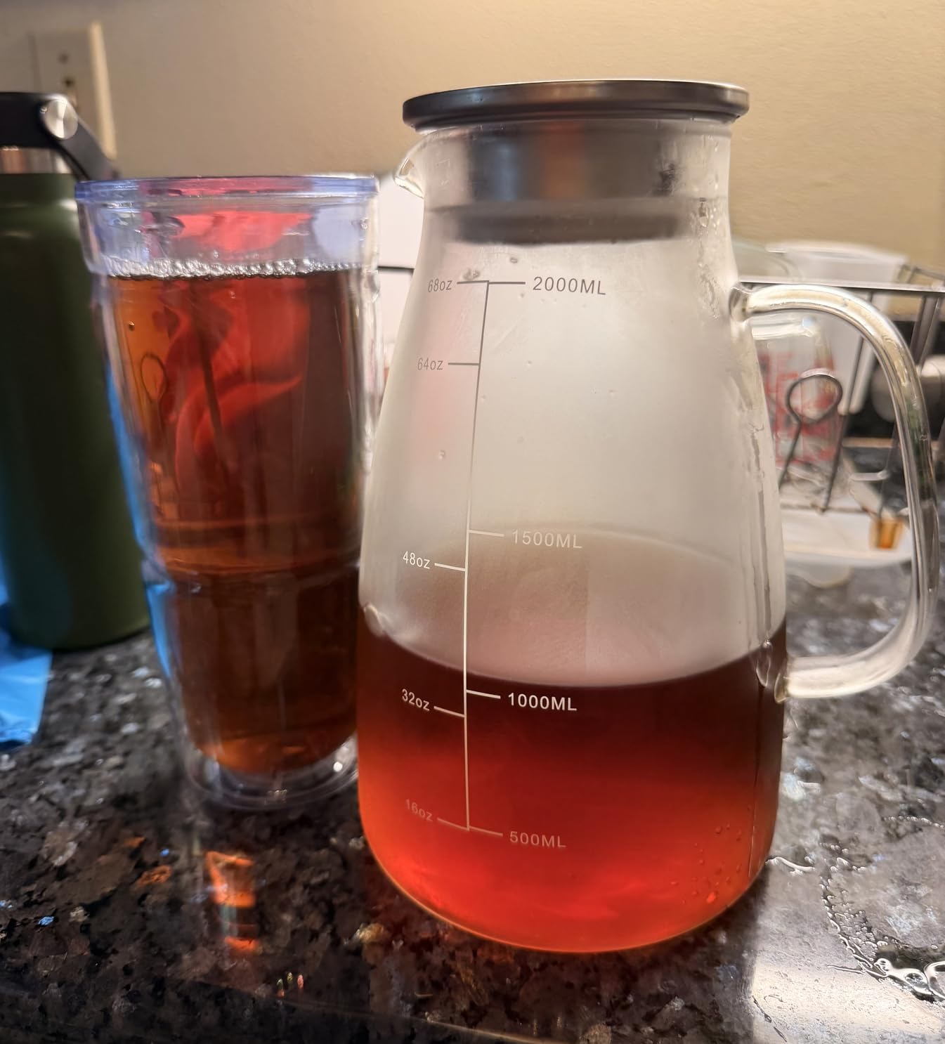 Aofmee Glass Pitcher with Lid and Handle, Glass Water Pitchers, 2 Liter customer photo 1