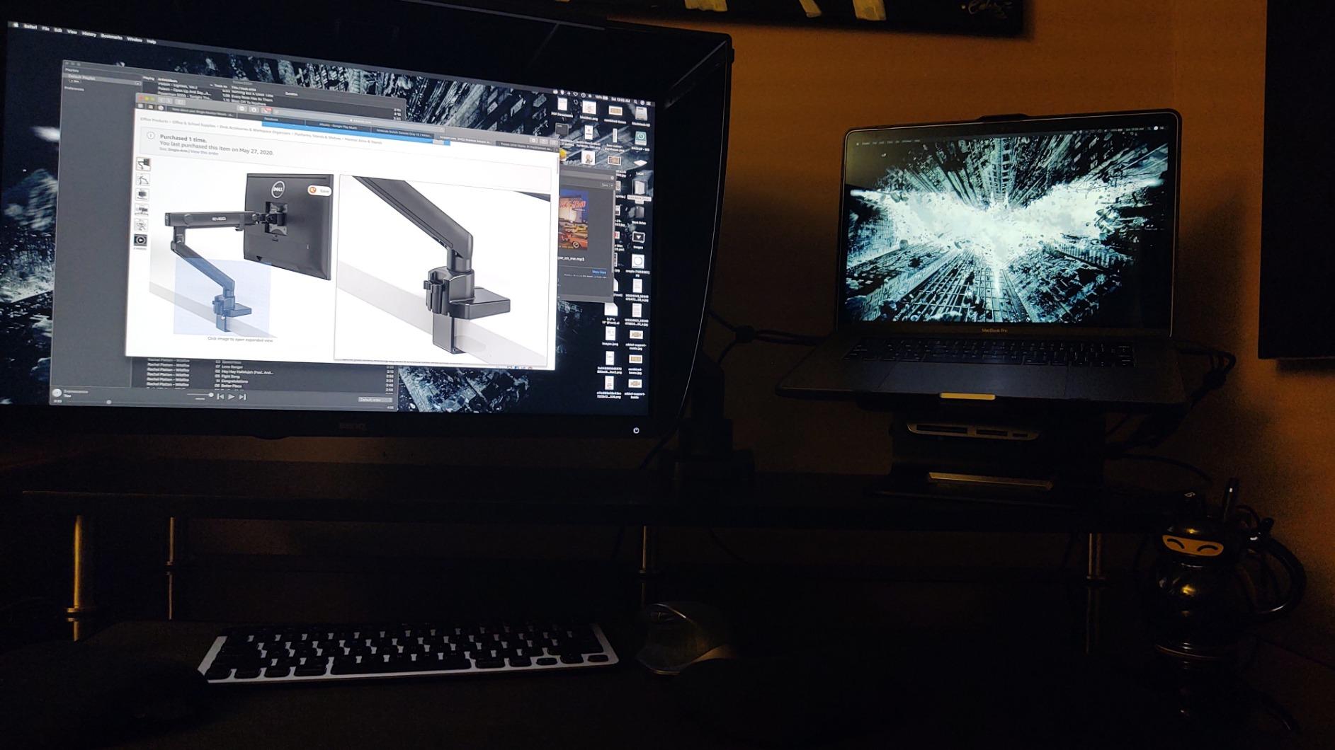 EVEO Premium Dual Monitor Mount 14 inch-32 inch Dual Monitor Arm VESA Bracket Adjustable Height Gas Spring Dual Monitor Stand, Screen Full Motion Dual Monitor Arm-Computer Monitor Stand for 2 Screens - Black customer photo 1