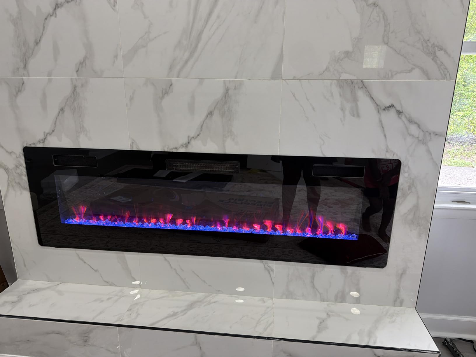 R.W.FLAME Electric Fireplace 50 inch Recessed and Wall Mounted, The Thinnest Fireplace Low Noise, Fit for 2 x 6 Stud, Remote Control with Timer, Touch Screen, Adjustable Flame Colors and Speed customer photo 1