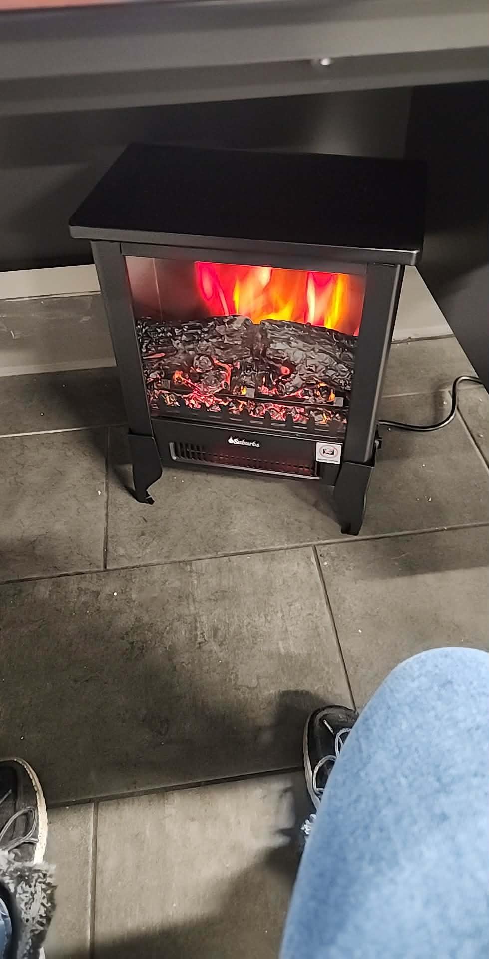 TURBRO Suburbs TS17 Compact Electric Fireplace Stove, Freestanding Stove Heater with Realistic Flame - CSA Certified - Overheating Safety Protection - for Small Spaces - 17