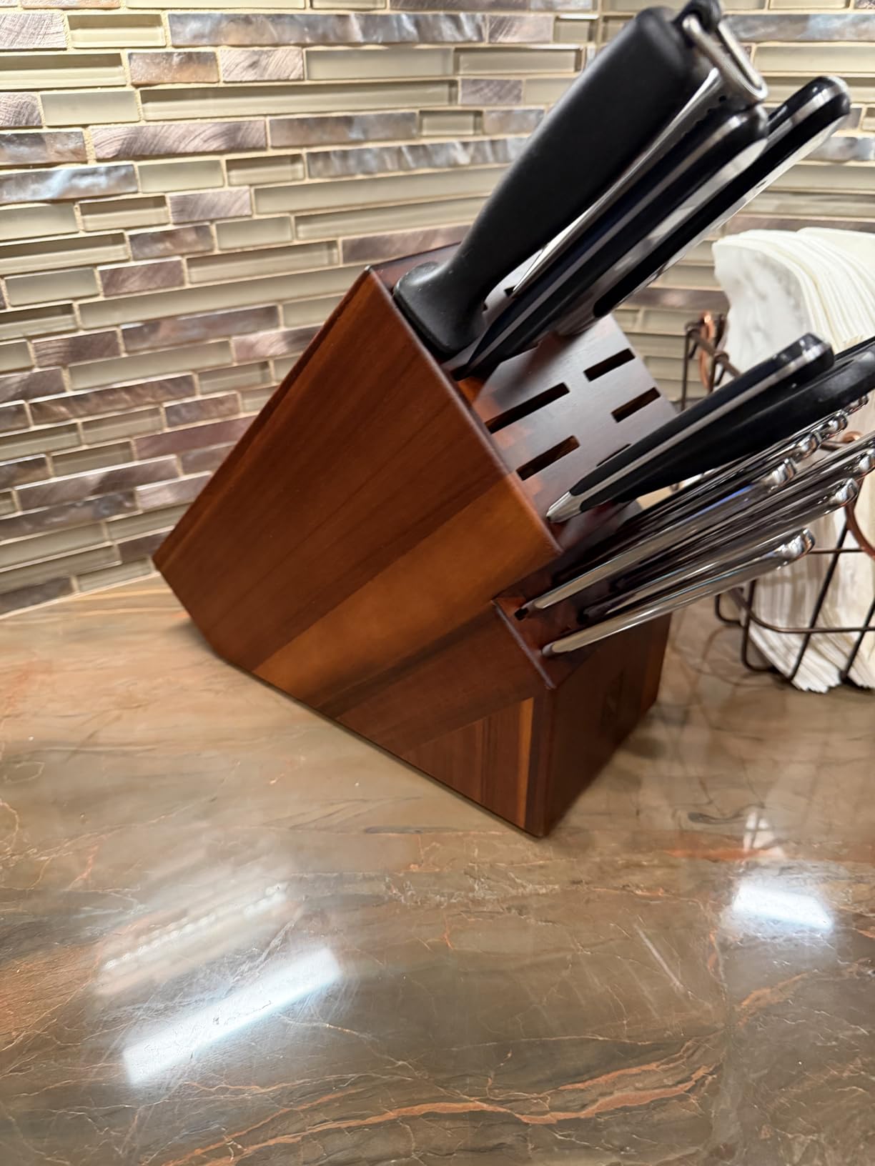 Cook N Home Acacia Wood 20-Slot Universal Knife Block without Knives customer photo 1