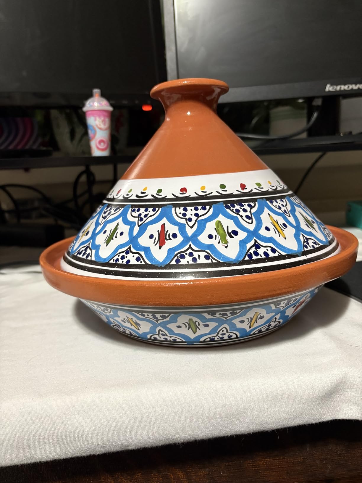 Kamsah Tagine Pot for Cooking and Flavor Enrichment - Large Clay Pot 12”, 5.5 QT - Non-Stick Handmade Cookware - Moroccan Ceramic Pots for Cooking with Lid & Serving Bowl - Bohemian Supreme Turquoise customer photo 1