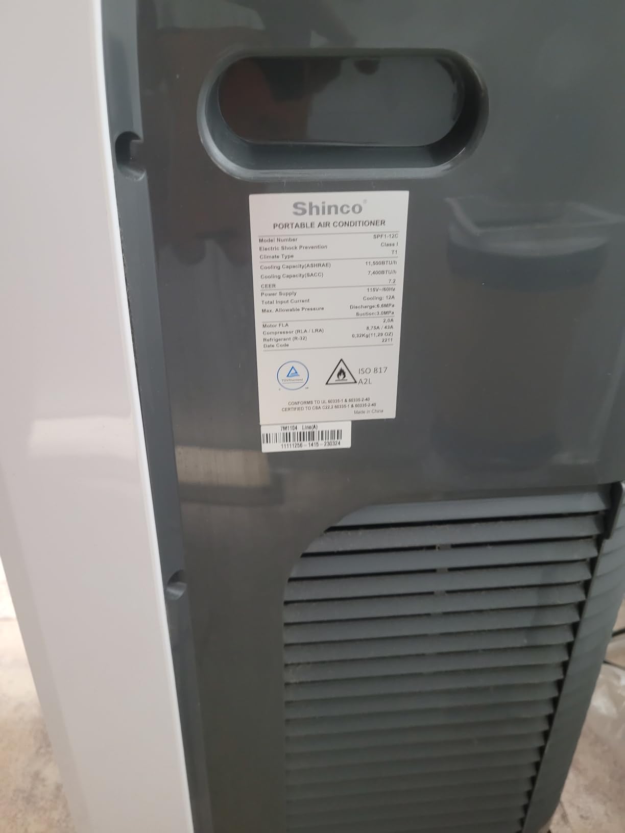 Shinco 12,000 BTU (7,500 BTU SACC) Portable Air Conditioner, Portable AC Unit with Built-in Cool, Dehumidifier & Fan Modes for Room up to 450 sq.ft, with Remote Control, 24 Hour Timer, Installation Kit customer photo 2