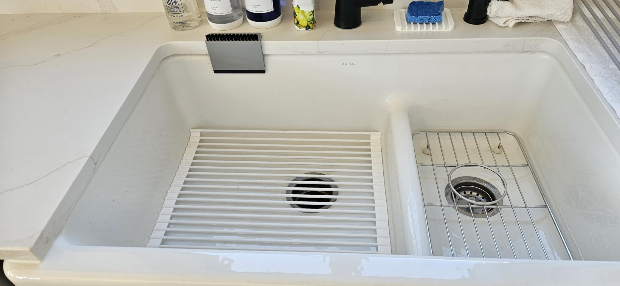 Ohuhu Over Sink Dish Drying Rack Silicone Wrapped 17.6
