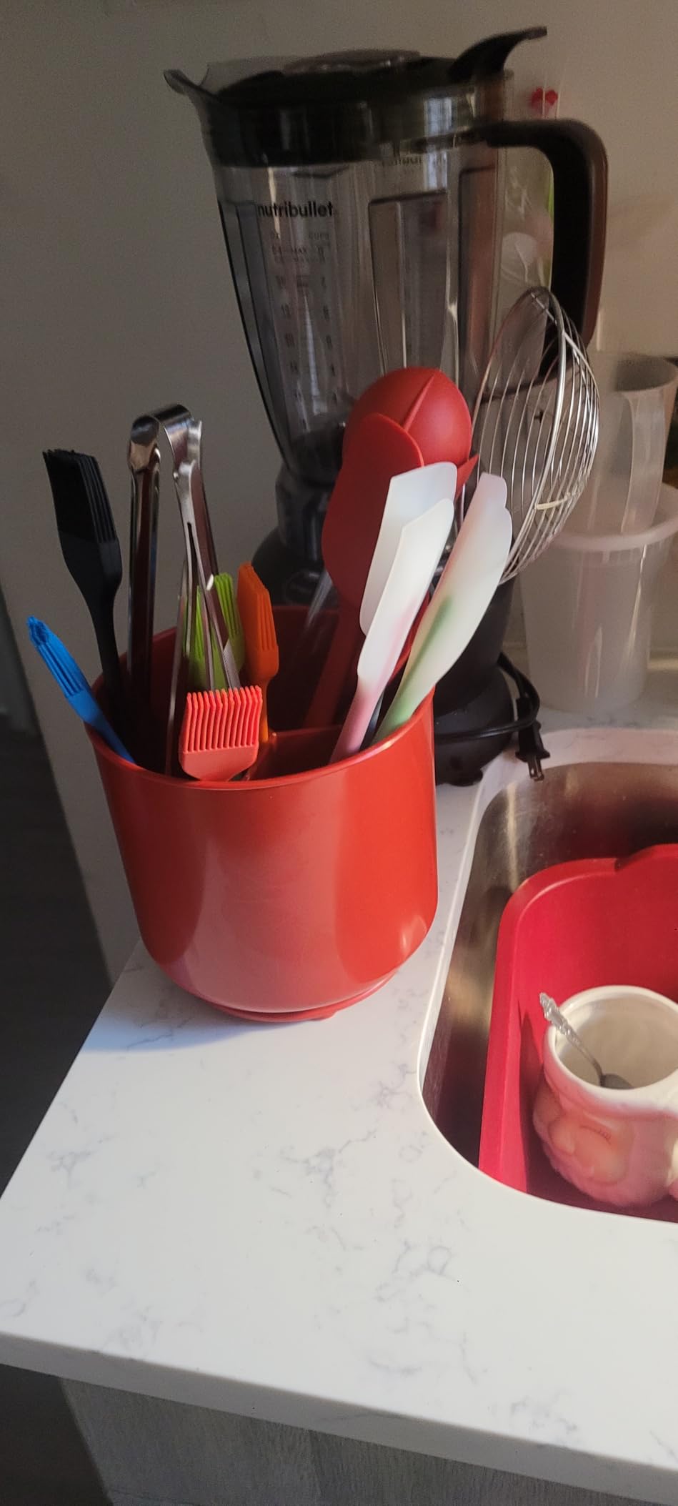 Cooler Kitchen Jumbo Extra Large Sturdy Rotating Black Utensil Holder Caddy with No-Tip Weighted Base, and Gripped Insert - Rust Proof and Dishwasher Safe Kitchen Utensils Holder customer photo 2