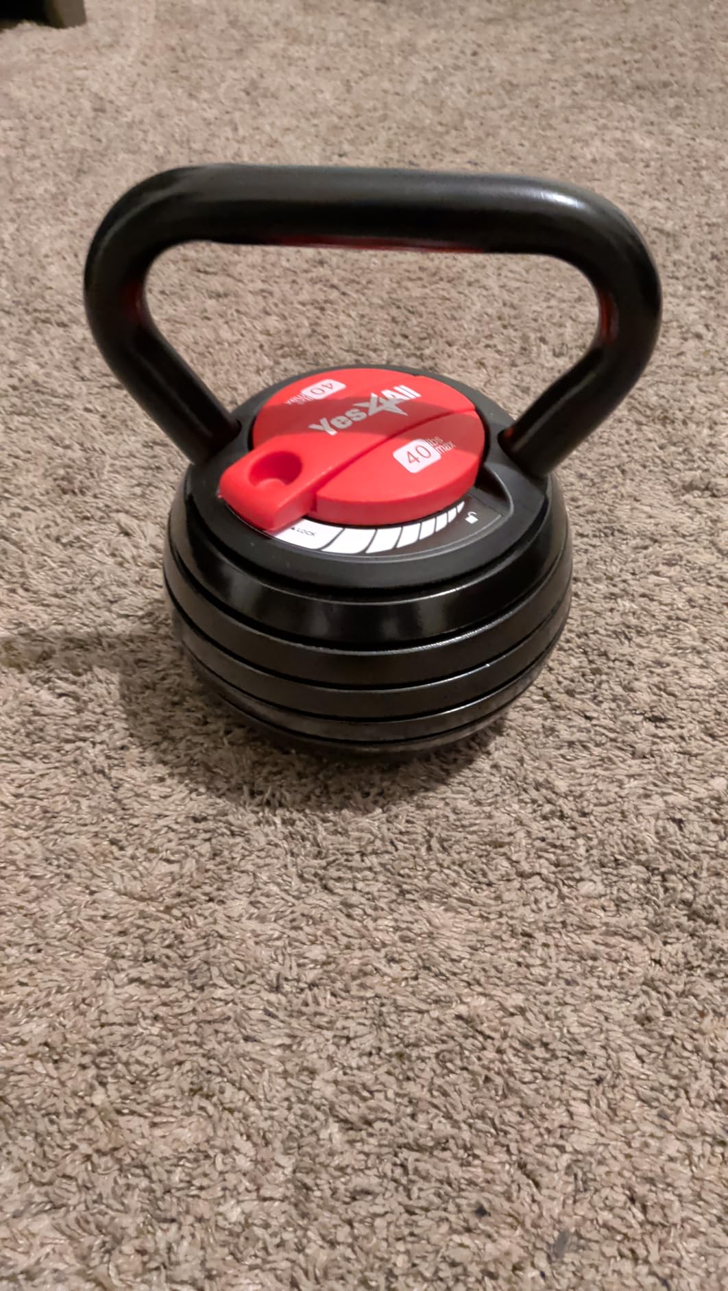 Yes4All Adjustable Kettlebell Set, 20-40 LB Weight Set, Solid Cast Iron Handle with Spacer Disks & Secure Lock, Space-Saving Kettlebell for Home Gym Strength Training, Black customer photo 2