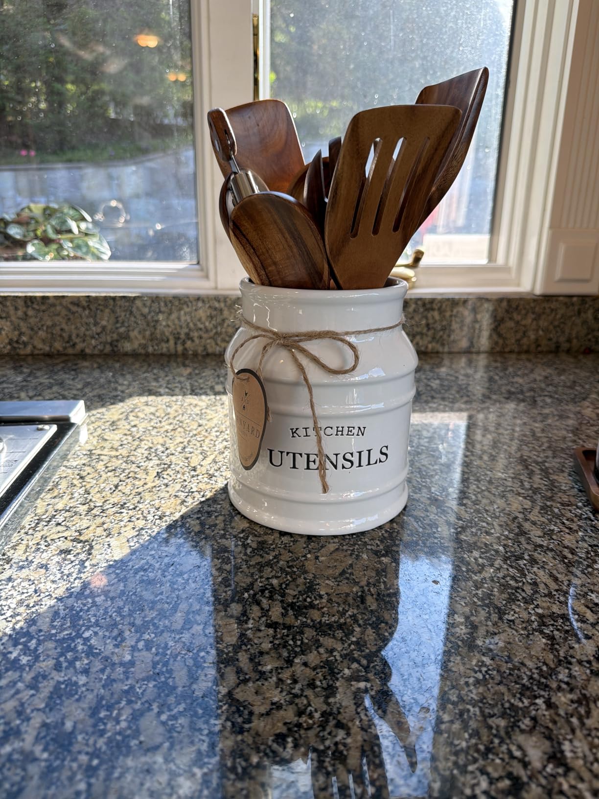 Barnyard Designs Ceramic Kitchen Utensil Holder Countertop 6.75″ (White) customer photo 2