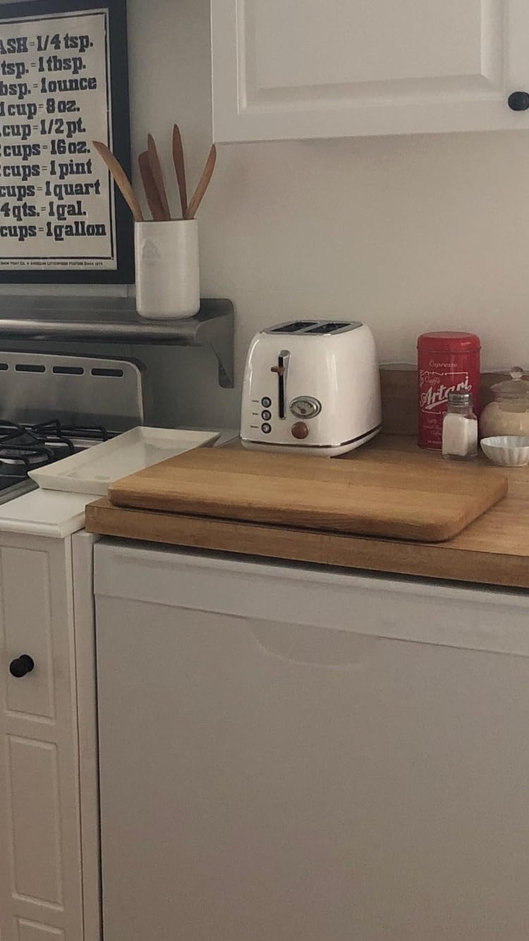 Toaster 2 slice, KitchMix Retro Stainless Steel Toaster with 6 Settings, 1.5 In Extra Wide Slots, Bagel/Defrost/Cancel Function, Removable Crumb Tray (Cream) customer photo 2