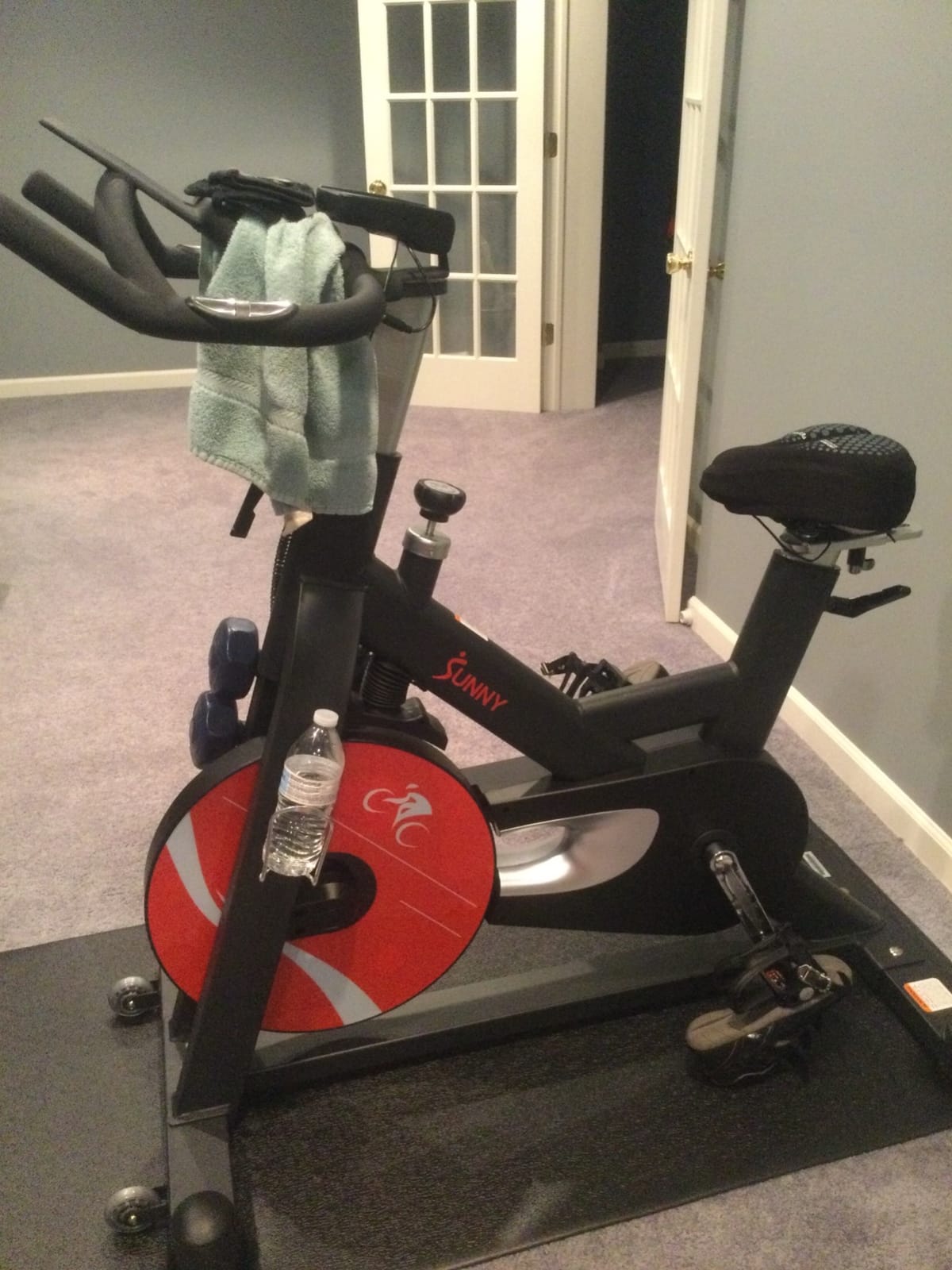 Sunny Health & Fitness Indoor Cycling Exercise Bike w/Pulse Sensors & 4-Way Adjustable Seat, Stationary Home Cardio Training Machine w/Micro-Adjustable Magnetic Resistance for Intensive Cardio Session customer photo 2