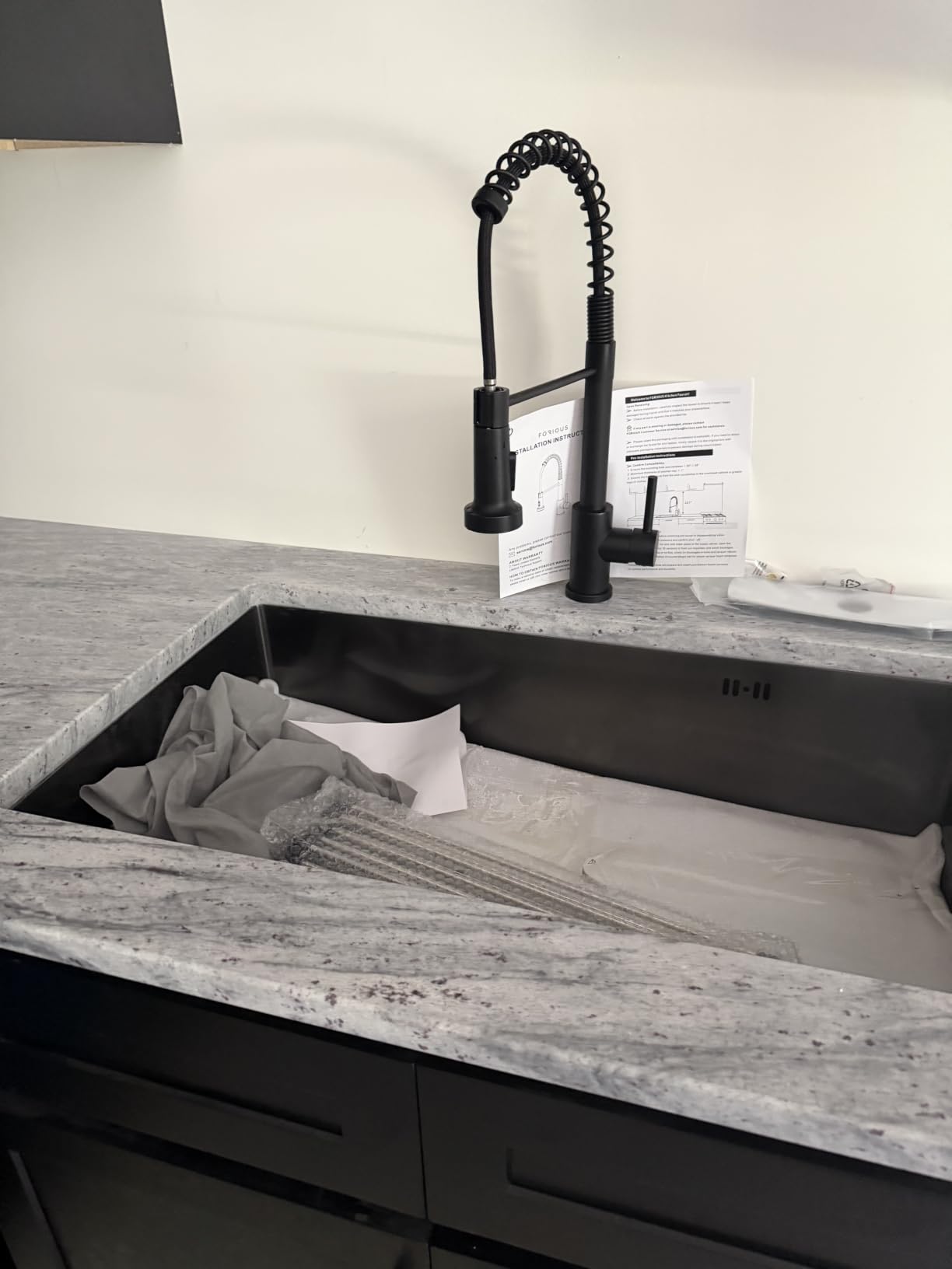 FORIOUS Kitchen Faucet Pull Down Sprayer, Classic High Arc, Brushed Nickel customer photo 2