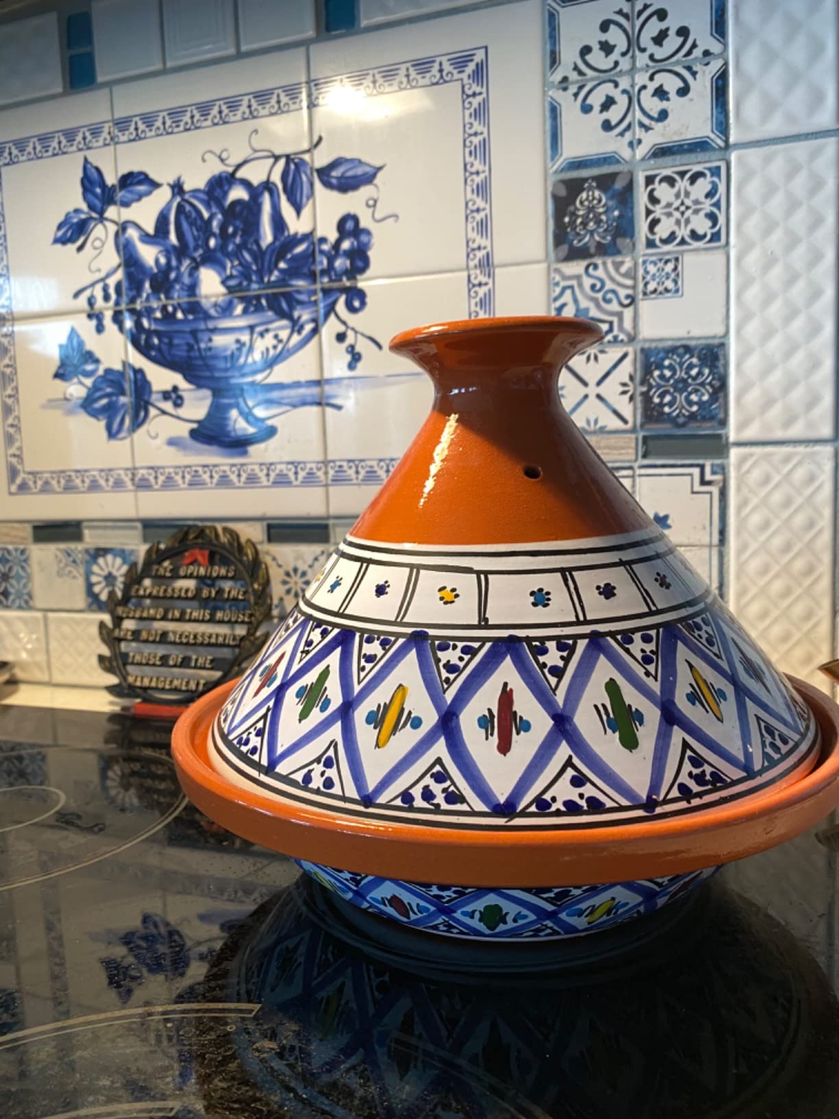 Kamsah Tagine Pot for Cooking and Flavor Enrichment - Large Clay Pot 12”, 5.5 QT - Non-Stick Handmade Cookware - Moroccan Ceramic Pots for Cooking with Lid & Serving Bowl - Bohemian Supreme Blue customer photo 1