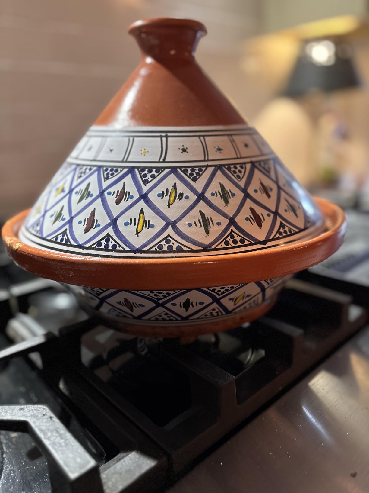 Kamsah Tagine Pot for Cooking and Flavor Enrichment - Large Clay Pot 12”, 5.5 QT - Non-Stick Handmade Cookware - Moroccan Ceramic Pots for Cooking with Lid & Serving Bowl - Bohemian Supreme Blue customer photo 2