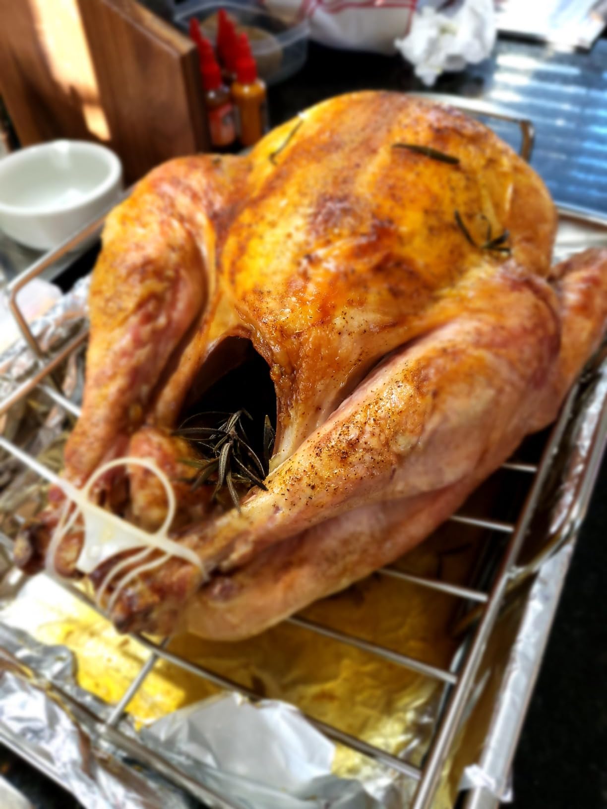 E-far Roasting Pan, 16 x 11.5 Inch Stainless Steel Turkey Roaster with V-shaped & Flat Rack, Non-toxic & Heavy Duty Deep Broiling Pan, Dishwasher Safe - Large customer photo 1