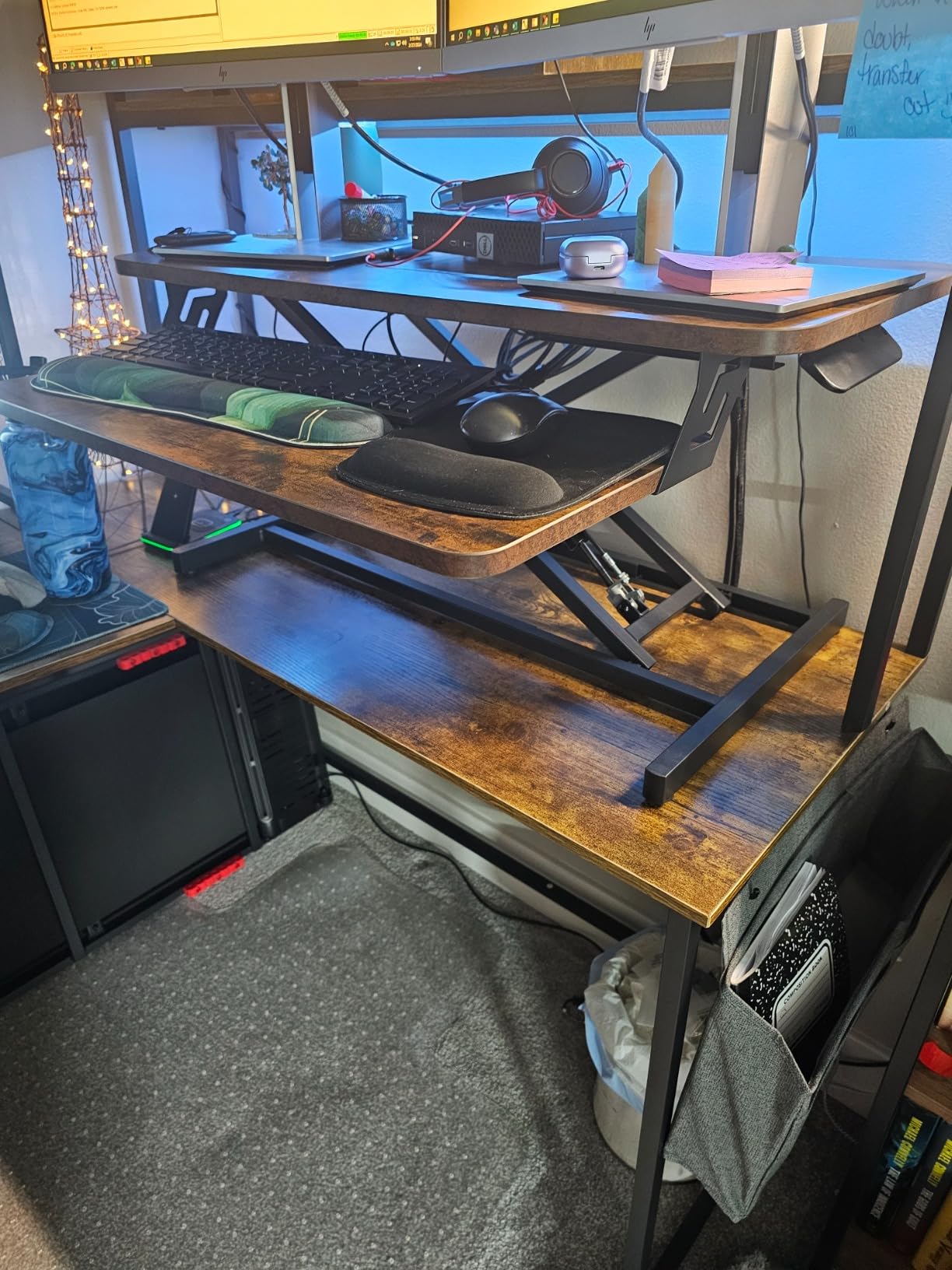 VIVO Black 32 inch Standing Desk Riser, DESK-V000S | Height Adjustable, Stand Up Desk Converter, Quick Sit to Stand, Tabletop Dual Monitor Riser Workstation, Minimal Assembly customer photo 1