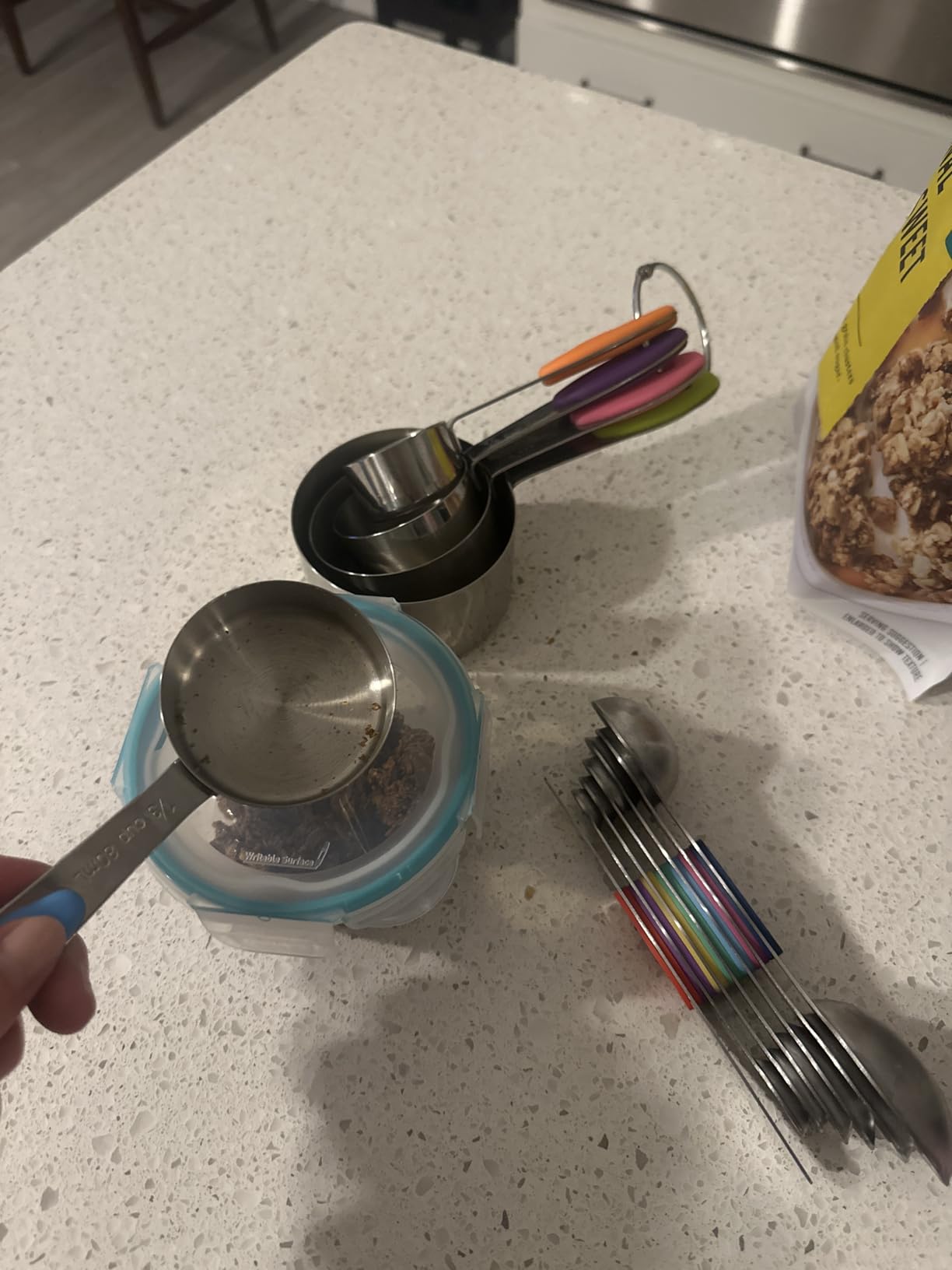 TILUCK measuring cups and magnetic measuring spoons set, stainless steel measuring cups, 6 double-sided stainless steel measuring spoons & 1 leveler (12) customer photo 1