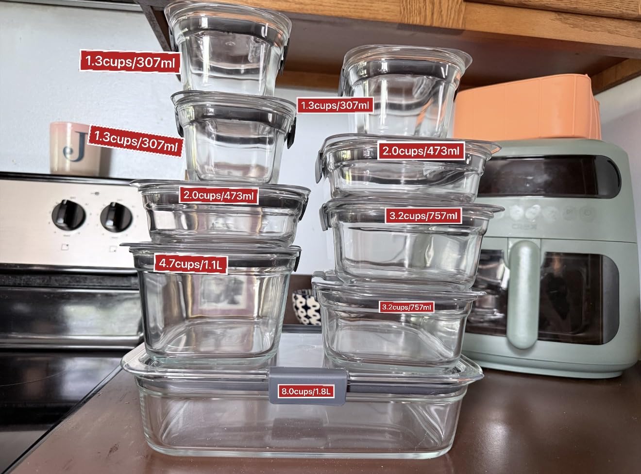 Rubbermaid Brilliance Glass Food Storage Containers, 3.2 Cup, Set of 4, BPA-Free, Leak-Proof, Clear customer photo 1