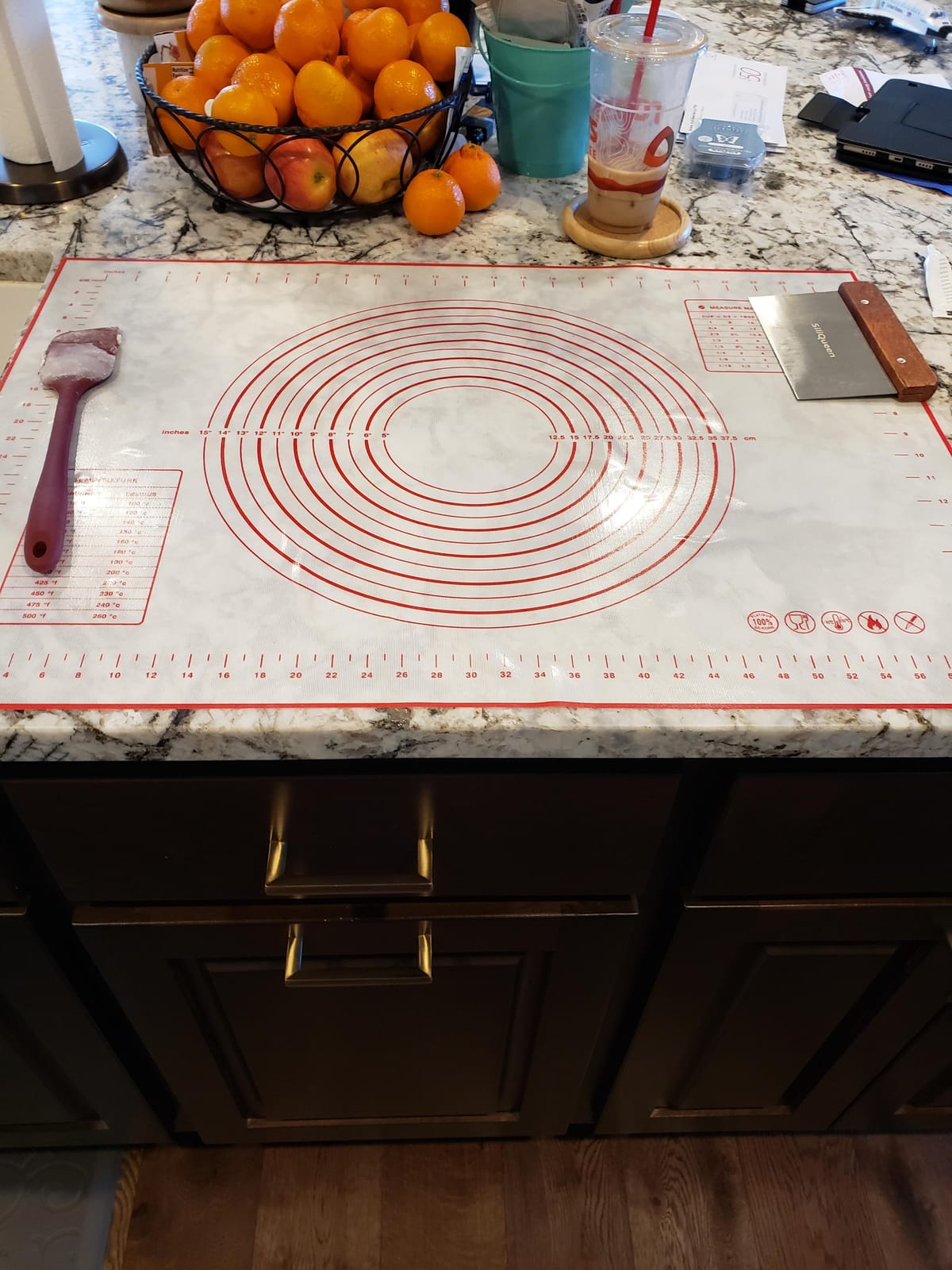 Silicone Pastry Baking Mat with Measurements Extra a Brush and a Dough Scraper- 27.5” x 20” Heat Resistant, BPA Free, Non-Stick Non-Slip Pastry Mat for Rolling Dough, Easy to Clean, Red customer photo 1