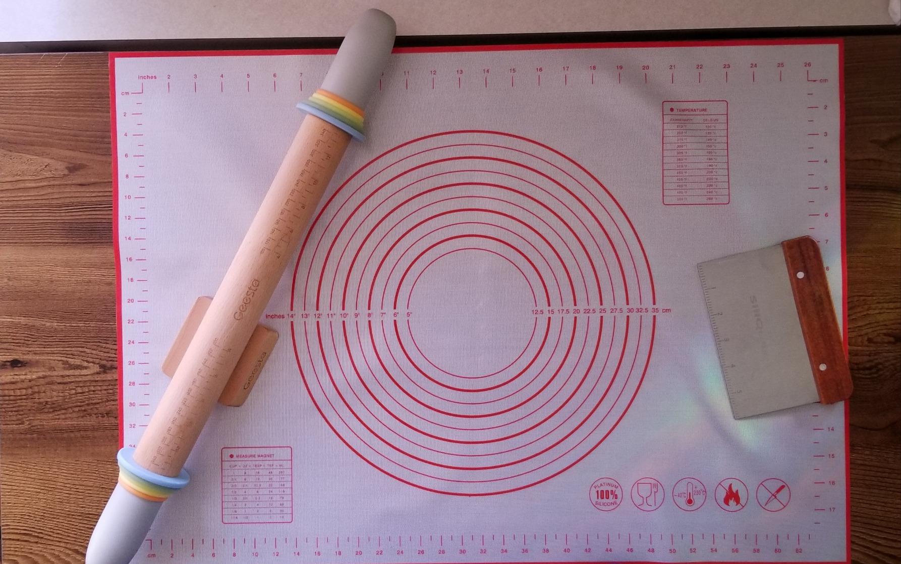 Silicone Pastry Baking Mat with Measurements Extra a Brush and a Dough Scraper- 27.5” x 20” Heat Resistant, BPA Free, Non-Stick Non-Slip Pastry Mat for Rolling Dough, Easy to Clean, Red customer photo 2