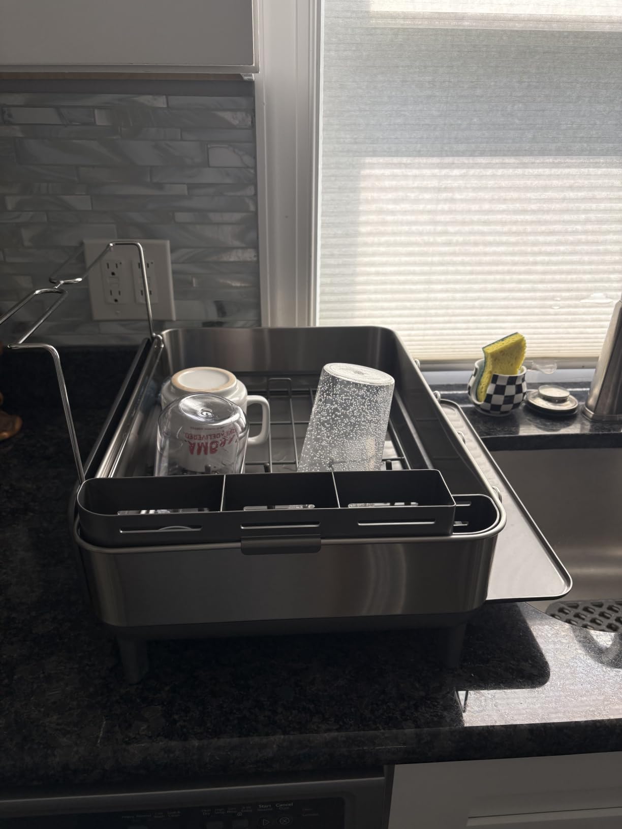 simplehuman Steel Frame Dishrack, Large Capacity Dish Drying Rack, 360º Easy Drain Swivel Spout, Utensil & Wine Glass Holder, Anti-Residue Coating, Moisture Control Surface, Brushed Stainless Steel customer photo 2