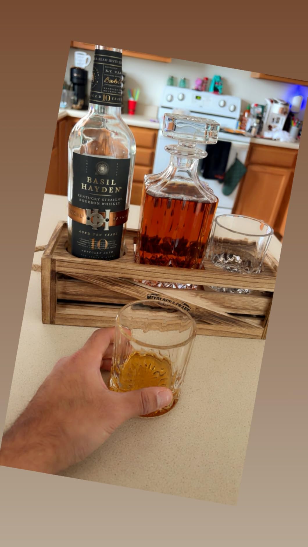 Mixology & Craft Whiskey Decanter Set – Elegant 24oz Crystal Glasses, Rustic Wood Stand, 6 Chilling Stones, Metal Tongs, Recipe Cards, 2 Glasses, Lead-Free - Ideal Gift for Fathers customer photo 1