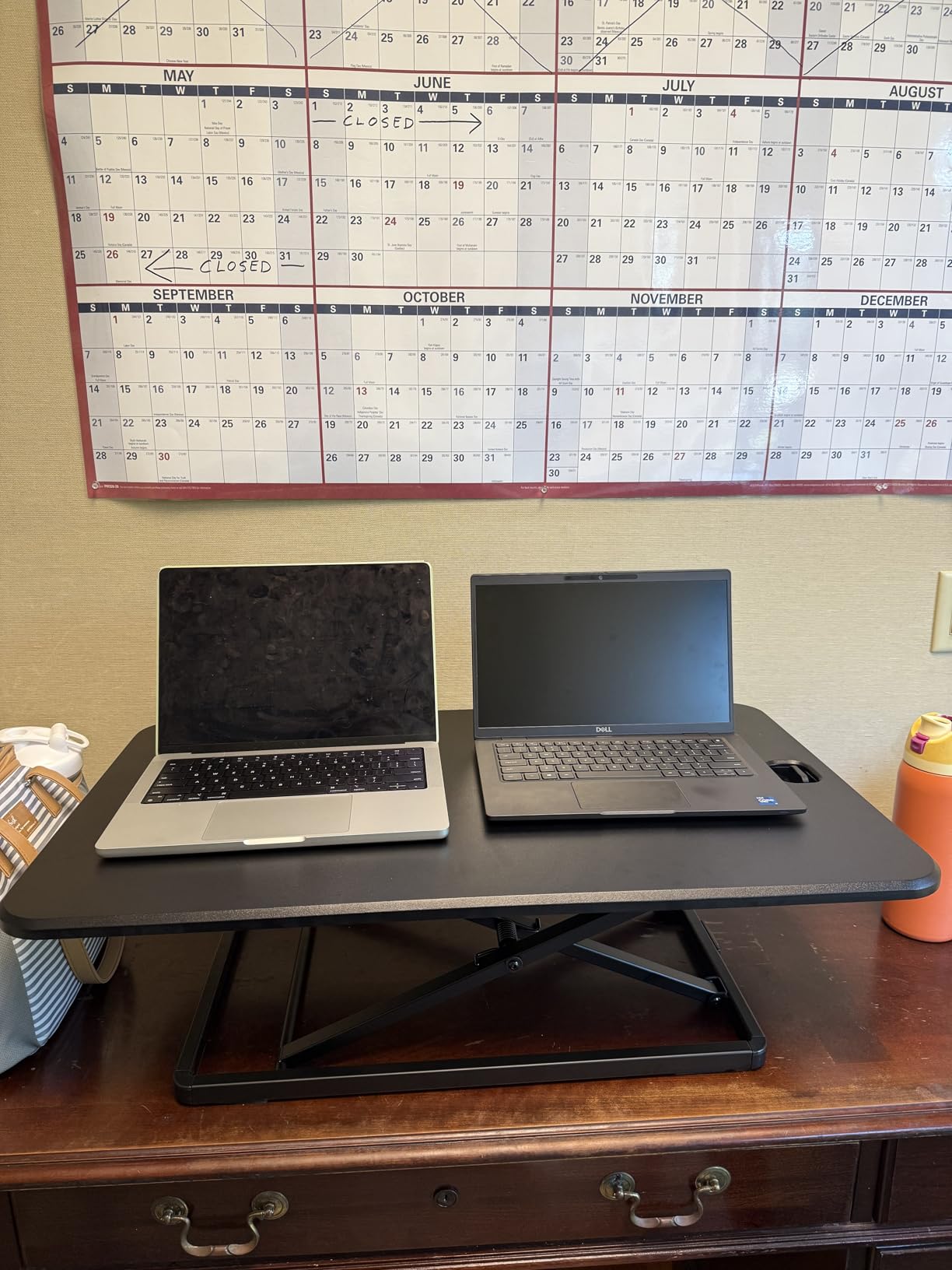 VIVO Black 26 in Single Top Standing Desk Converter, DESK-V001J | Ultra-Slim, Height Adjustable Desk Riser, Compact Sit Stand Desktop for Monitor or Laptop, No Assembly Required, Black Frame customer photo 2