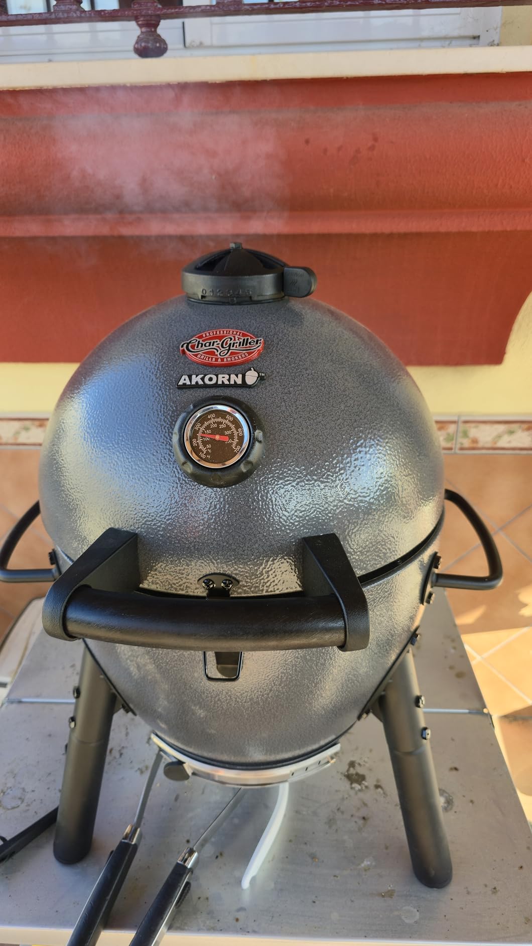 Char-Griller AKORN Jr. Portable Kamado Charcoal Grill and Smoker, 155 sq in, Ash customer photo 1