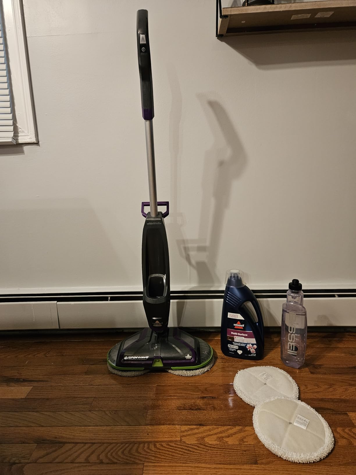 BISSELL Spinwave Cordless Pet Spin Mop, 18V Hard Floor Cleaner, 23157 | Reusable washable pads; pet stain removal; 18V for sealed wood, tile & laminate floors; cordless customer photo 1