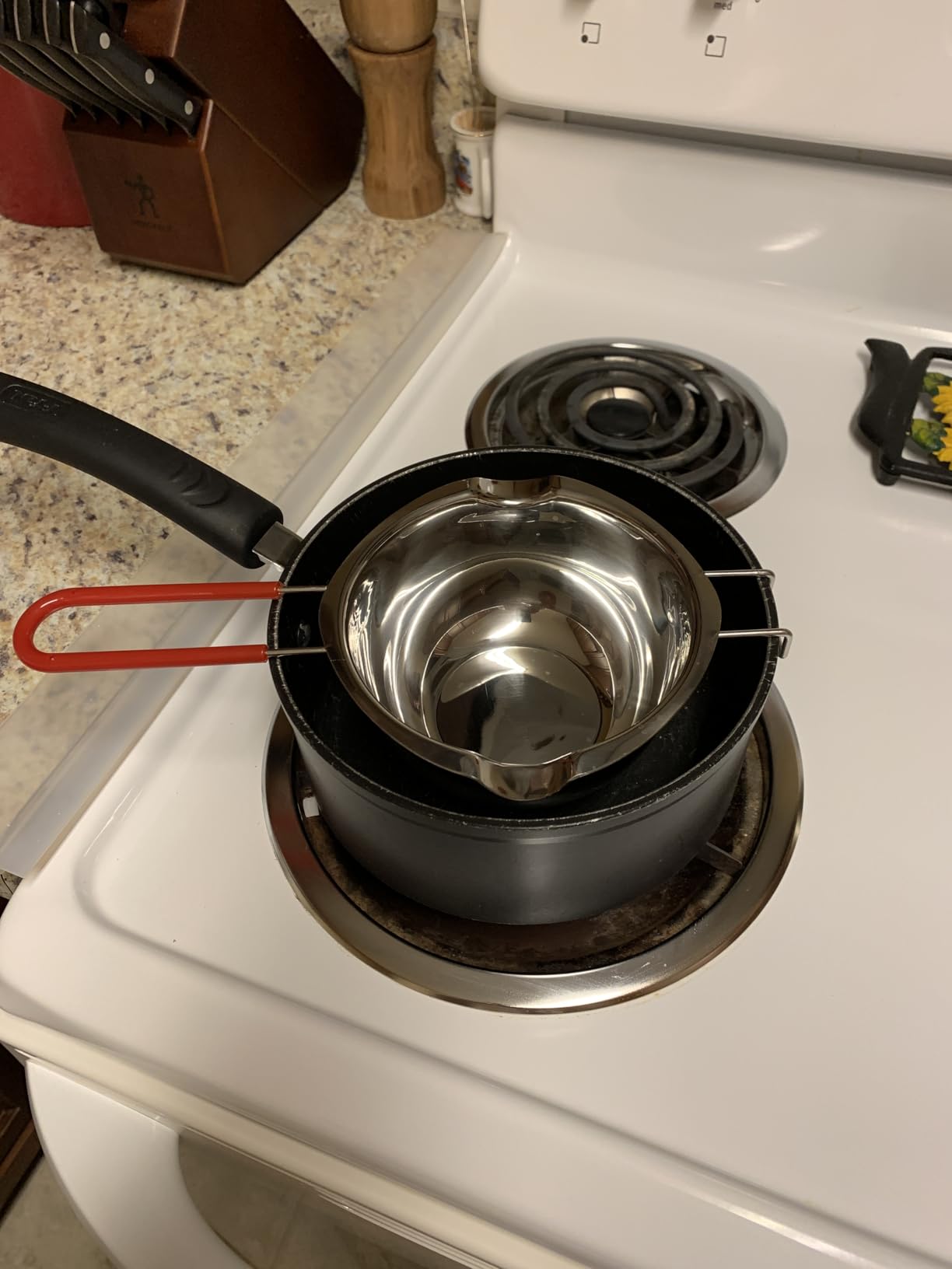 Double Boiler Melting Pot with 600ML,Stainless Steel Chocolate Melting Pot with Heat Resistant Handle for Butter Candy Butter Cheese, Candle Making customer photo 2