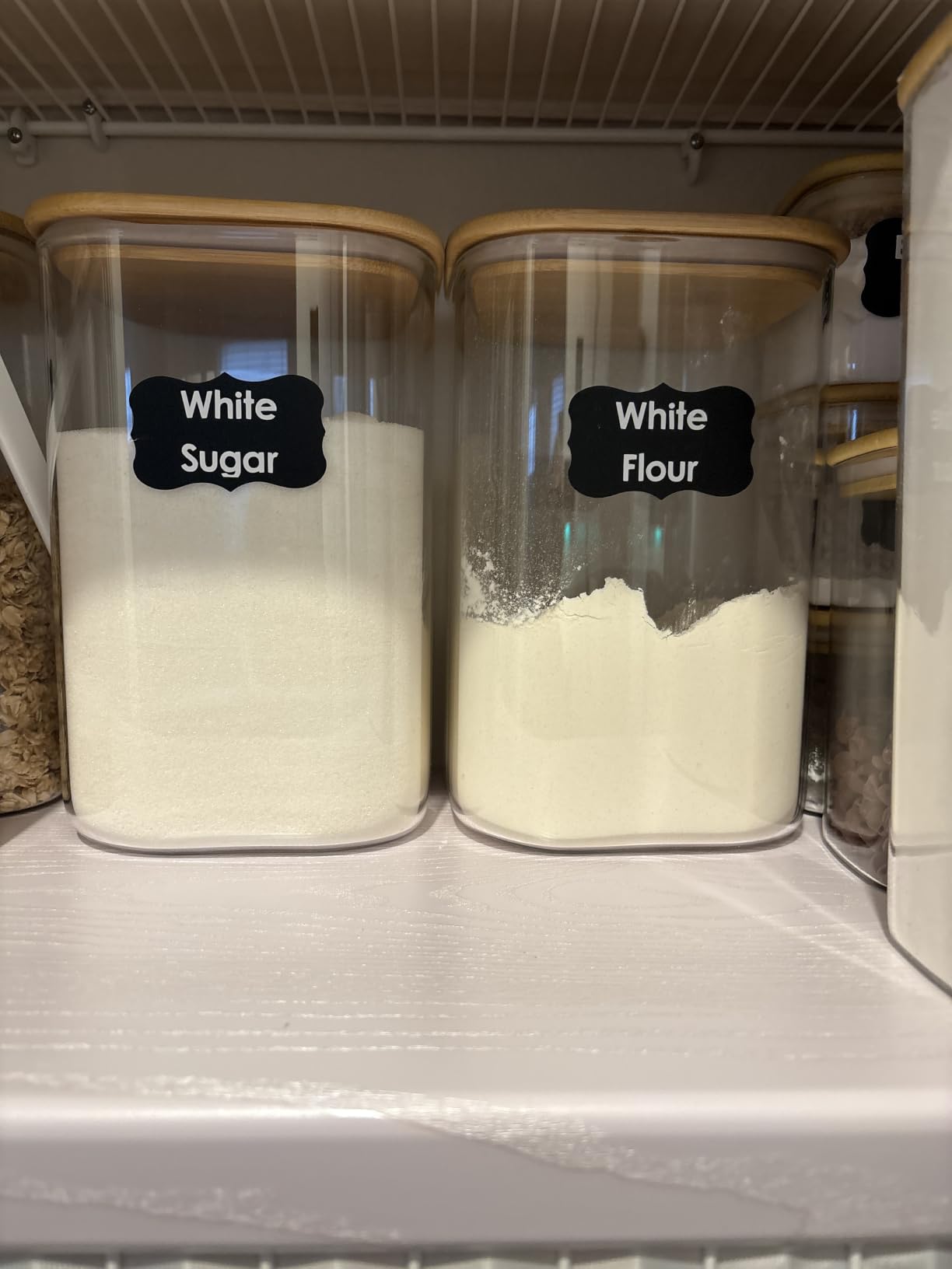 ComSaf Glass Pantry Storage Containers (0.7Qt/1.2Qt/1.6Qt) Set of 6, Square | Glass Storage Containers with Lids, Kitchen Canisters, Pantry Jar, Bamboo Lid with Silicone Seal, Flour Cereal Tea, BPA Free customer photo 2