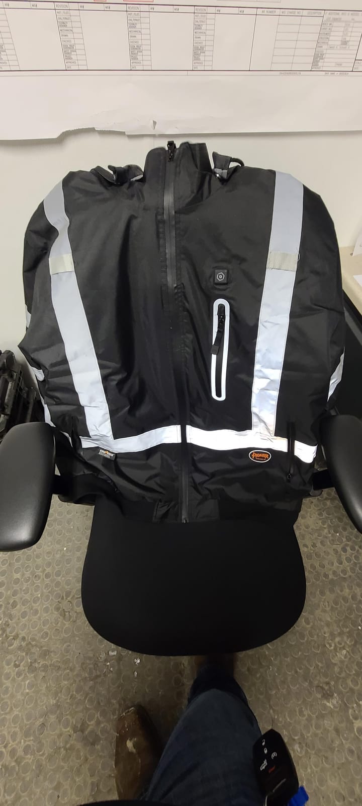 Pioneer Hi Vis Waterproof Heated Safety Bomber Jacket - Winter Rain Gear for Men - Reflective Tape - Detachable Hood customer photo 1