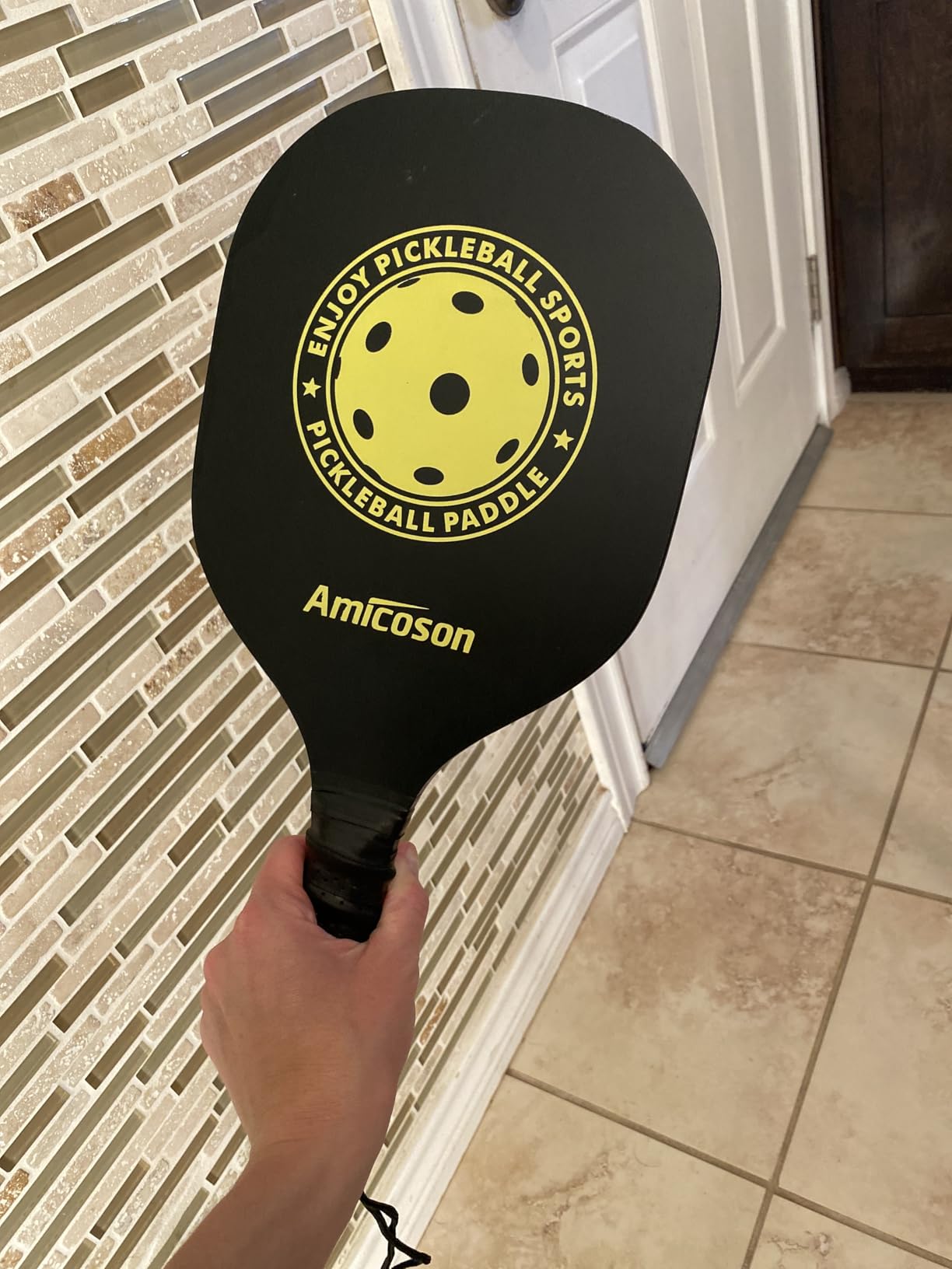 Amicoson Pickleball Paddles - Set of 4 Wooden Paddles, Indoor & Outdoor Balls, Ergonomic Grip, 8 Balls & 1 Carry Bag customer photo 1