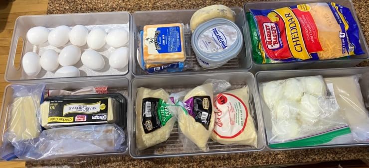 Stackable Refrigerator Organizer Bins, 6 Pack Clear Kitchen Organizer Container Bins with Handles and 20 PCS Plastic Bags for Pantry, Cabinets, Shelves, Drawer, Freezer - Food Safe, BPA Free 10