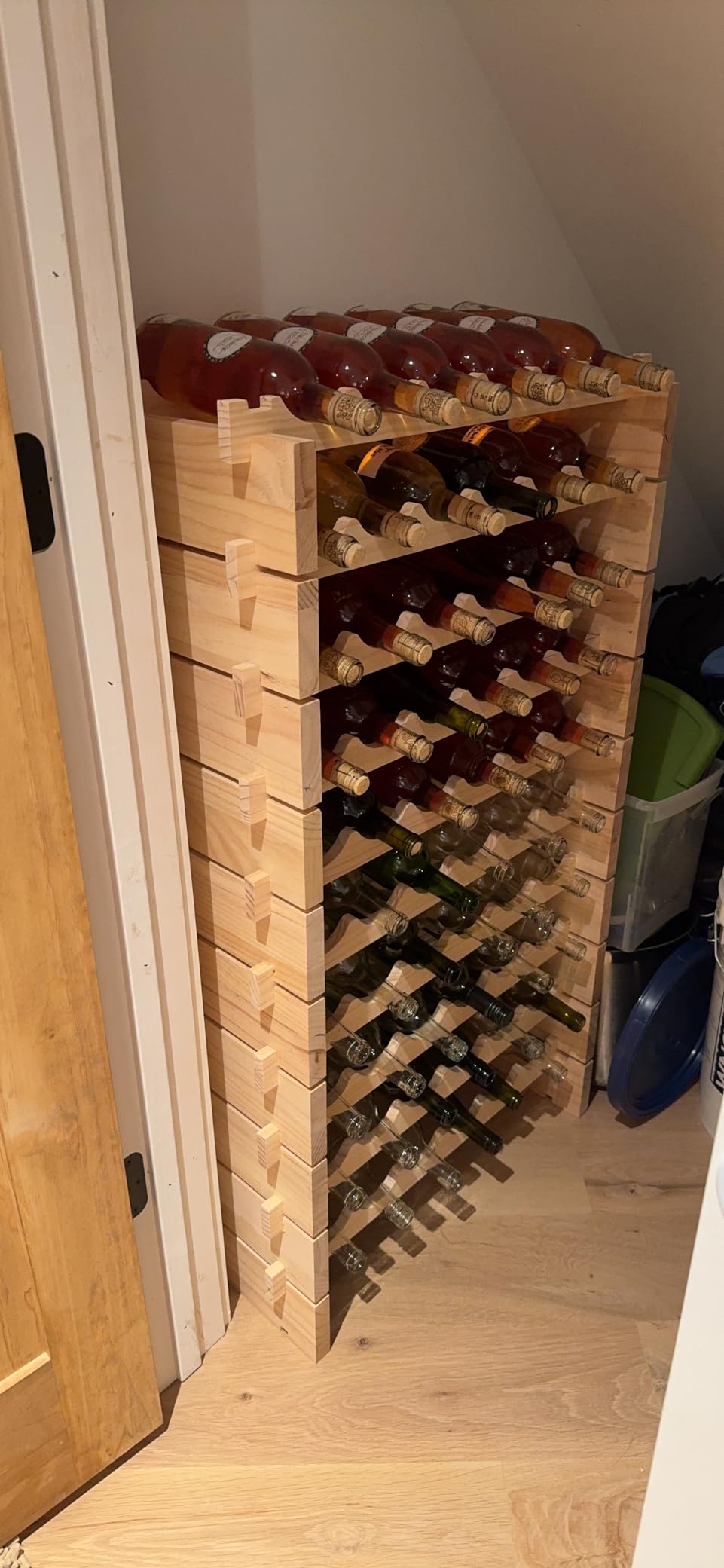 Wine Rack Solid Wood Stackable Storage Wooden Wine Rack Wine Cabinet (60 Bottles, Natural Color) customer photo 1